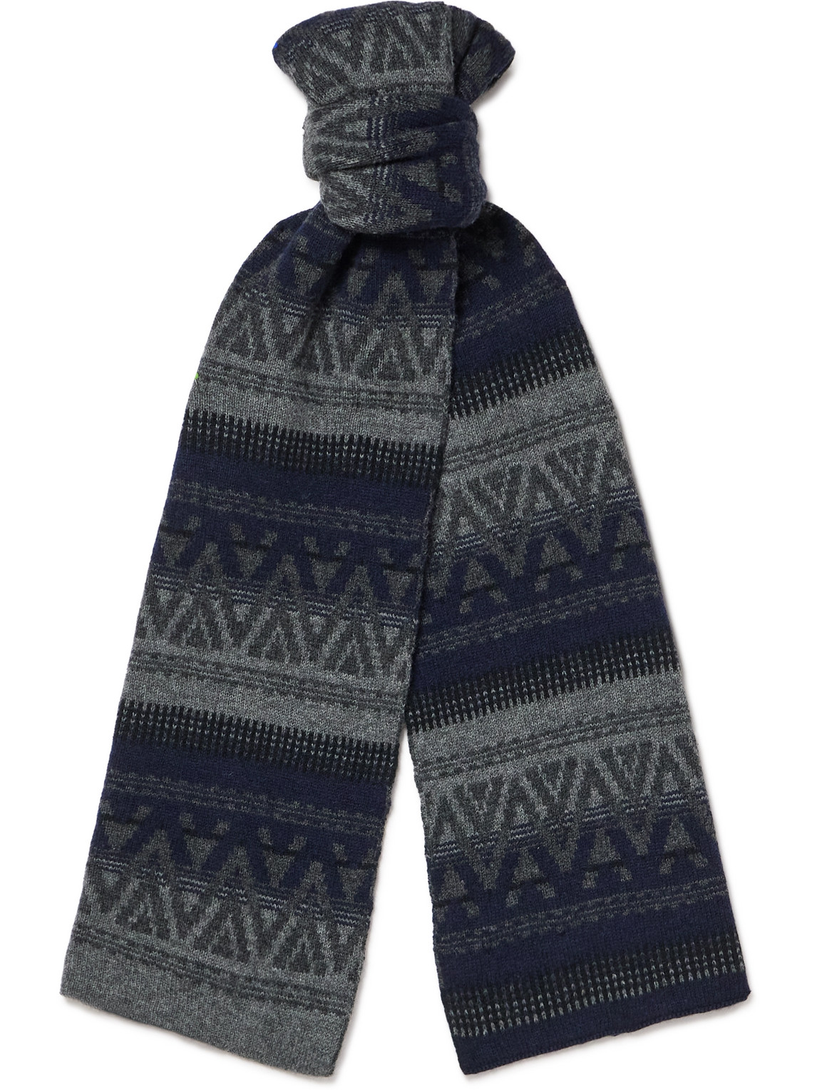 Johnstons Of Elgin Striped Jacquard-knit Cashmere Scarf In Gray