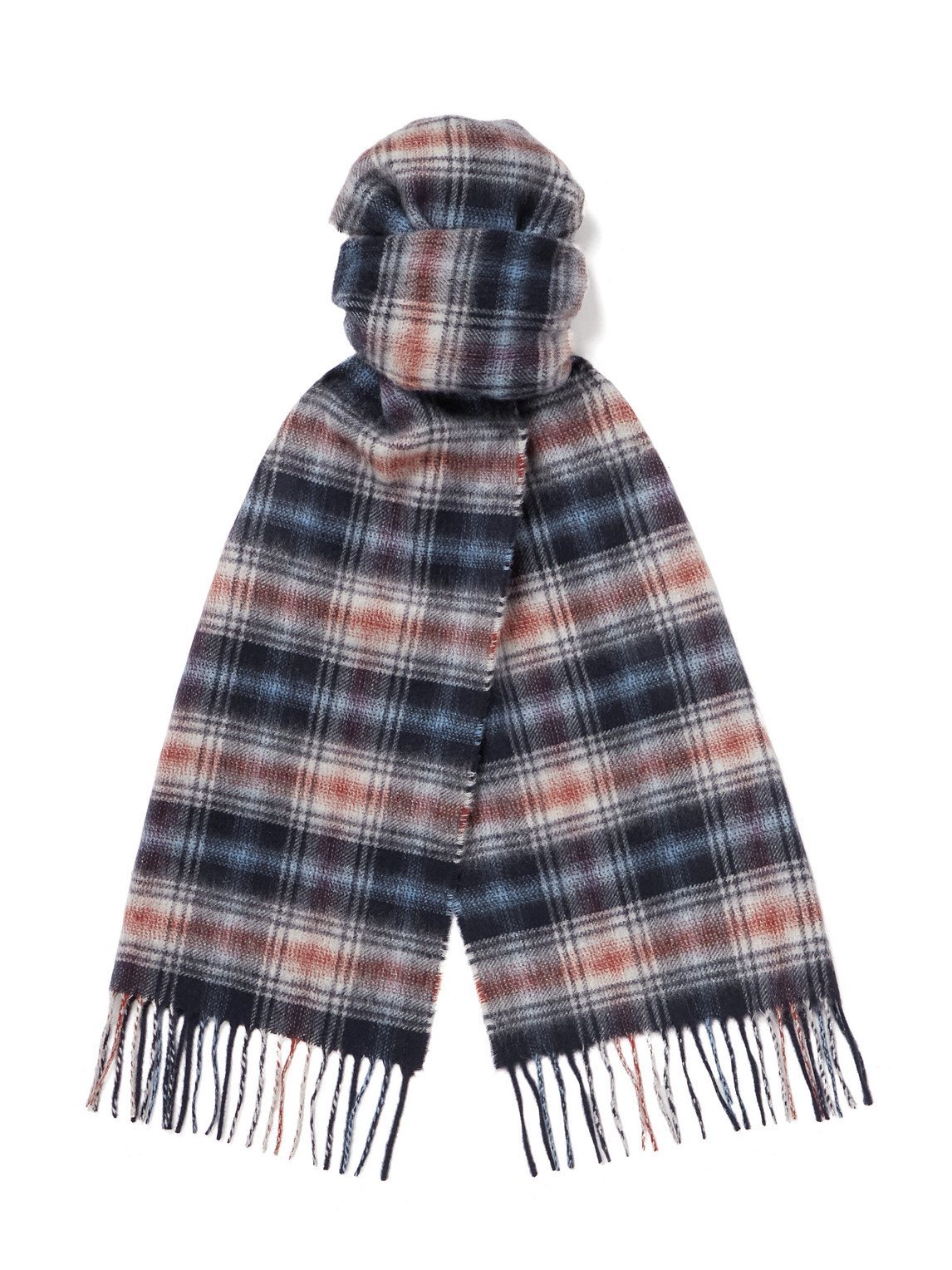 Johnstons Of Elgin Fringed Checked Cashmere Scarf In Multi