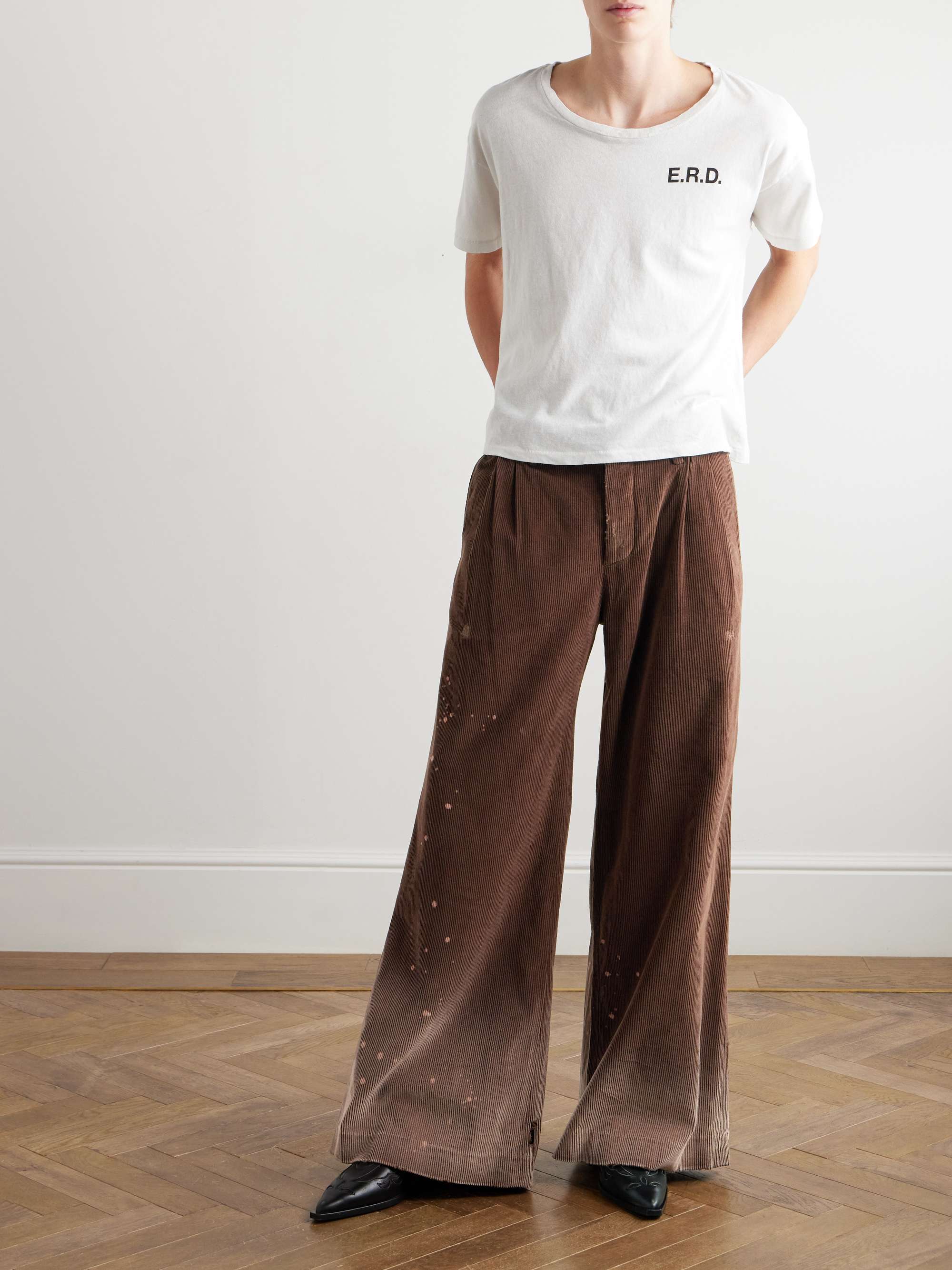 ENFANTS RICHES DÉPRIMÉS Wide-Leg Distressed Paint-Splattered ENFANTS RICHES DÉPRIMÉS Wide-Leg Distressed Paint-Splattered