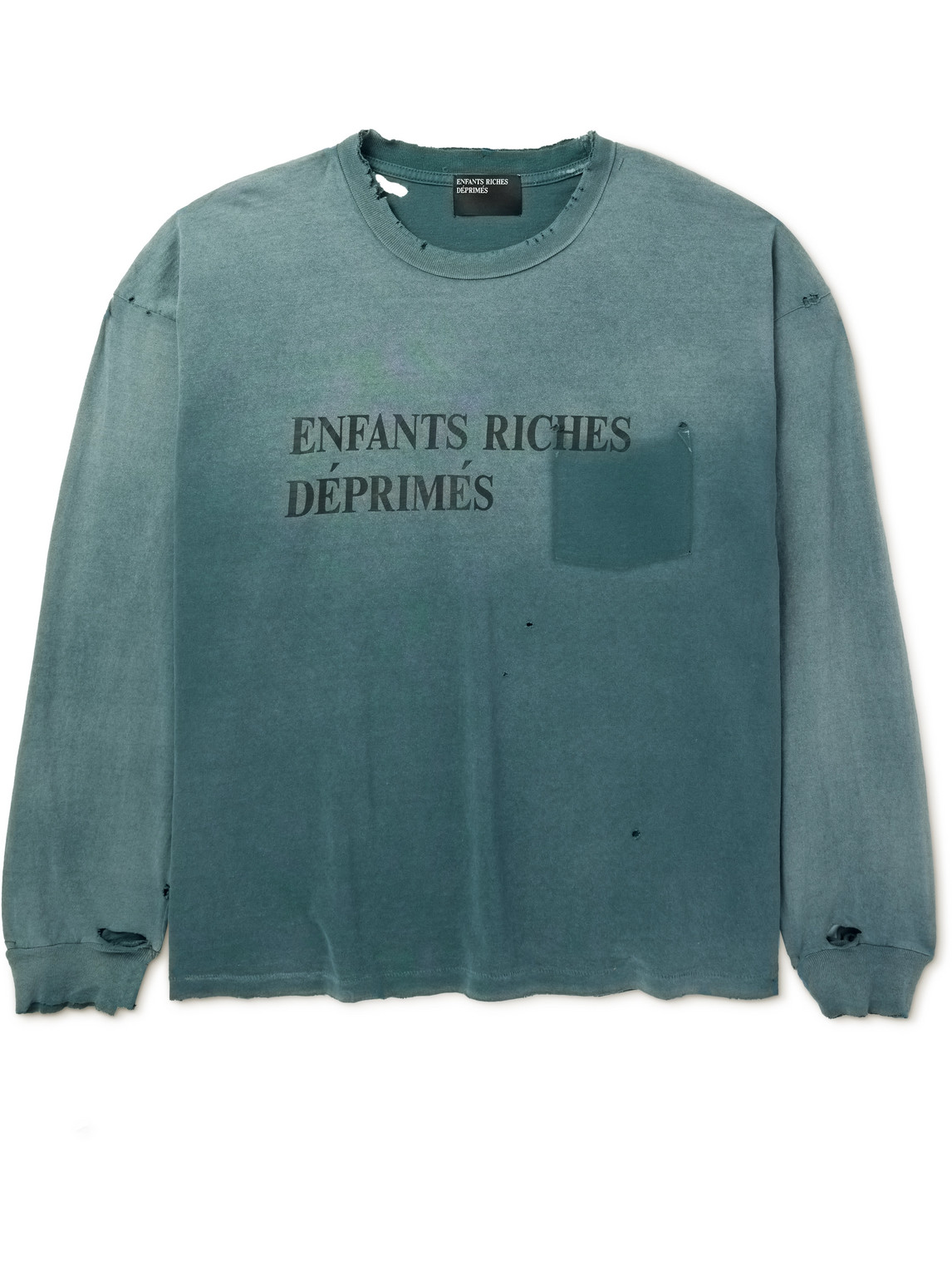 Enfants Riches Deprimes Logo-print Distressed Cotton-jersey T-shirt In Blue