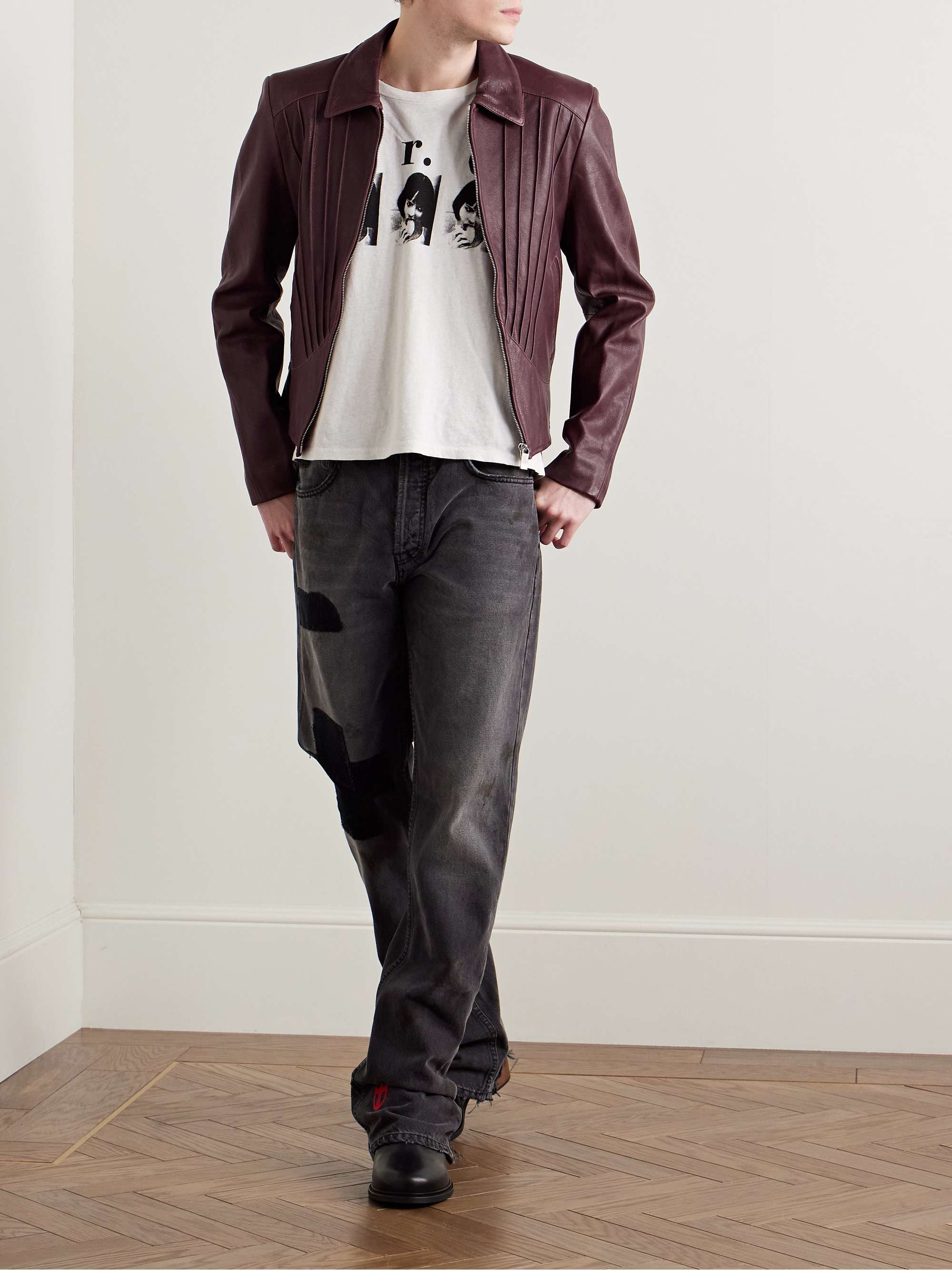 ENFANTS RICHES DÉPRIMÉS Logo-Embroidered Full-Grain Leather