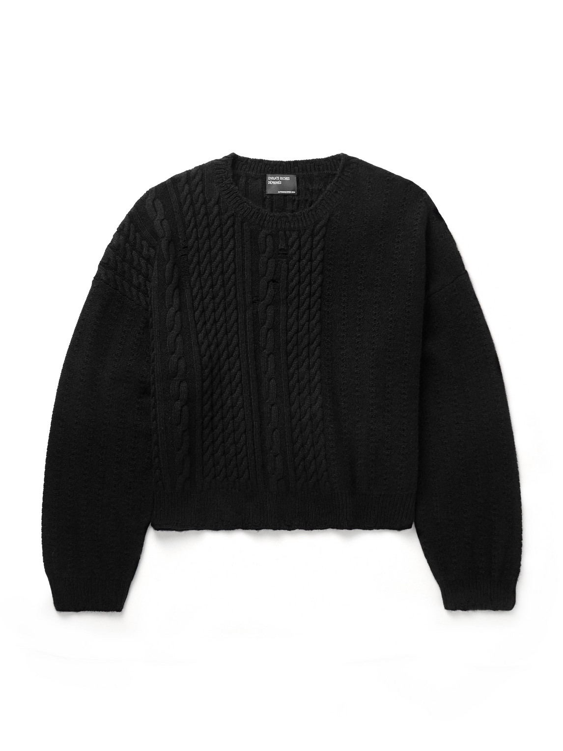 Enfants Riches Deprimes Black Cable Knit Crewneck Sweater