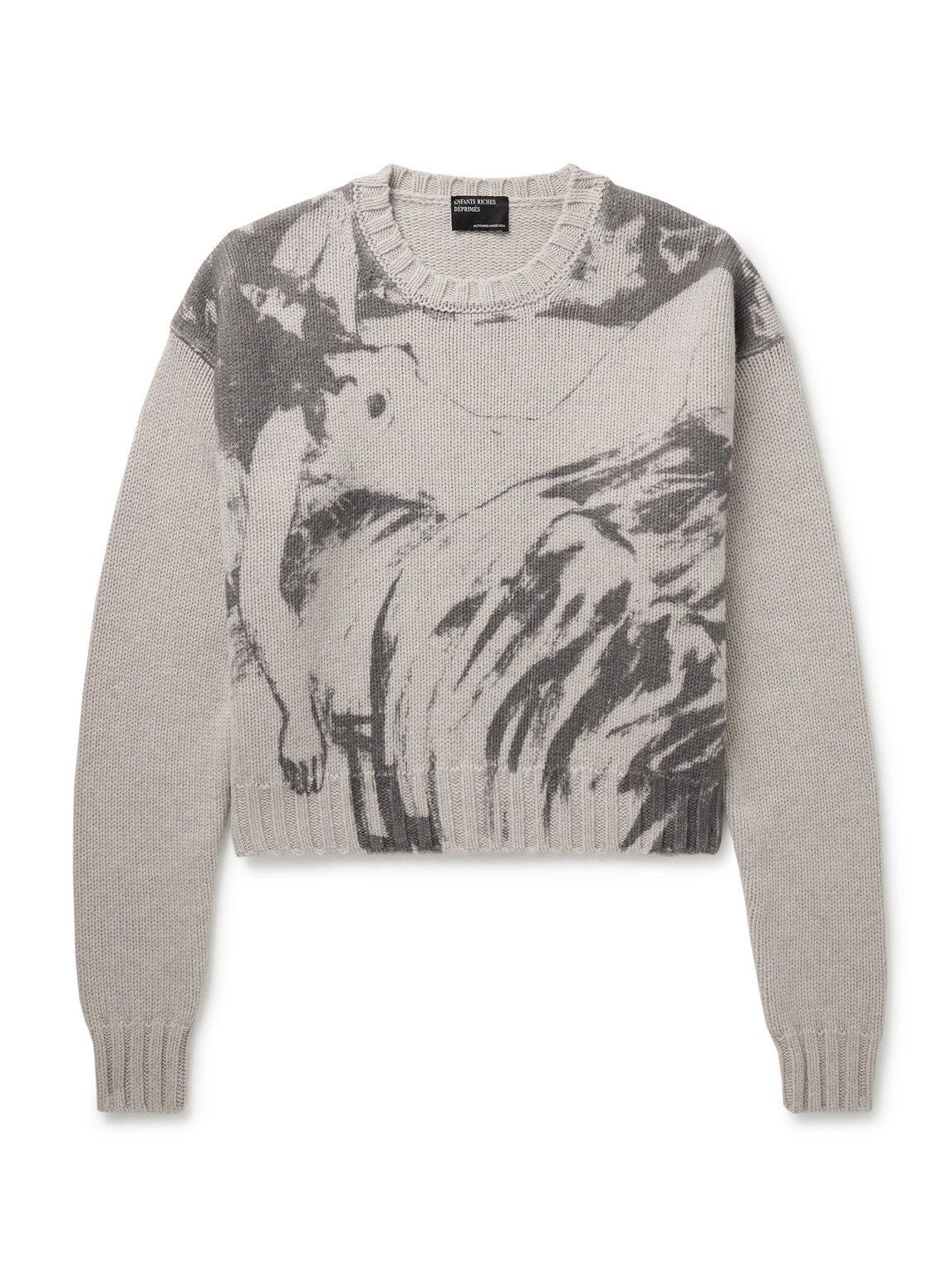 Enfants Riches Deprimes Past In Vain Printed Virgin Wool Jumper In Grey