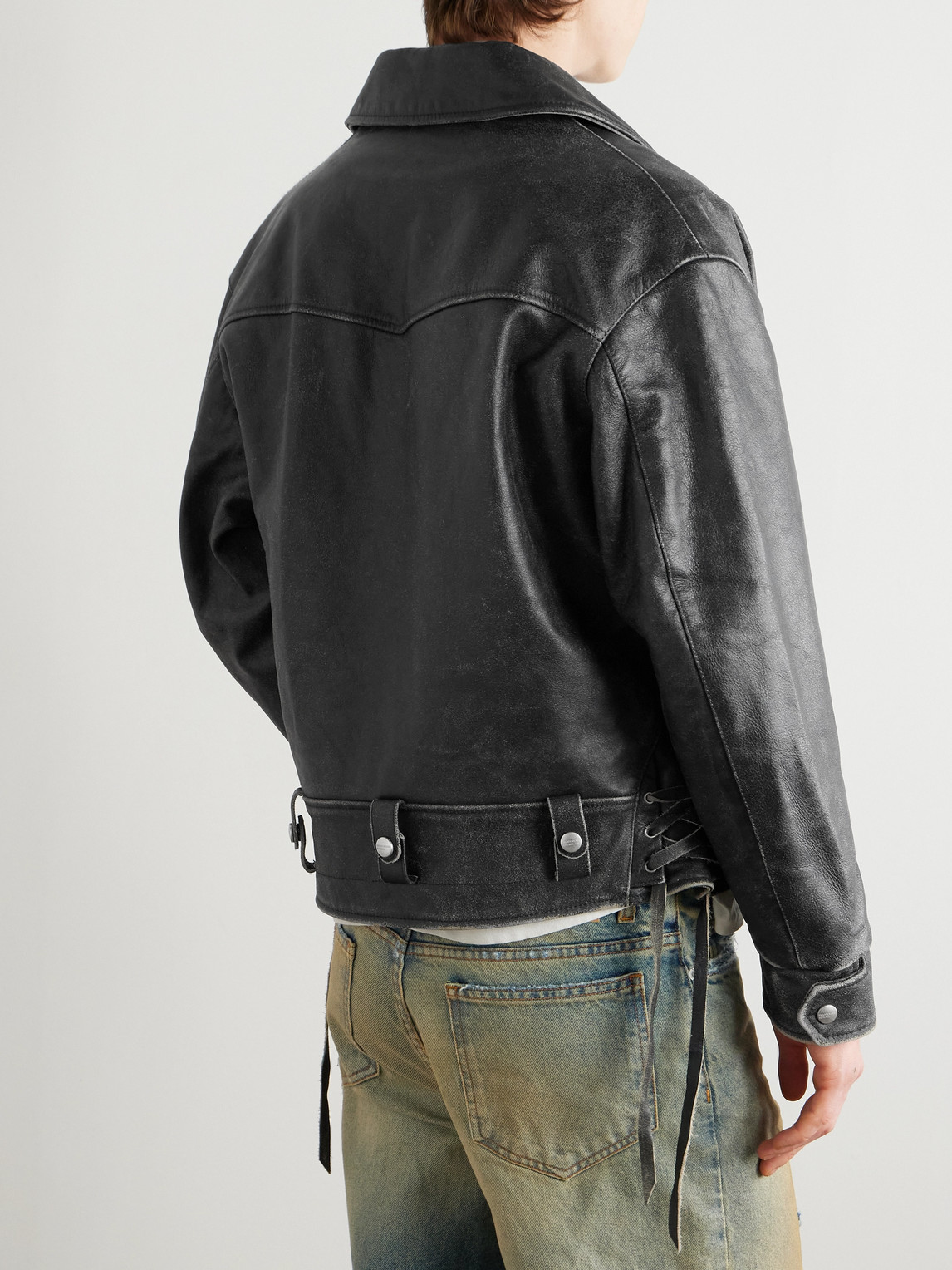 ENFANTS RICHES DEPRIMES PIANIST DISTRESSED LEATHER JACKET