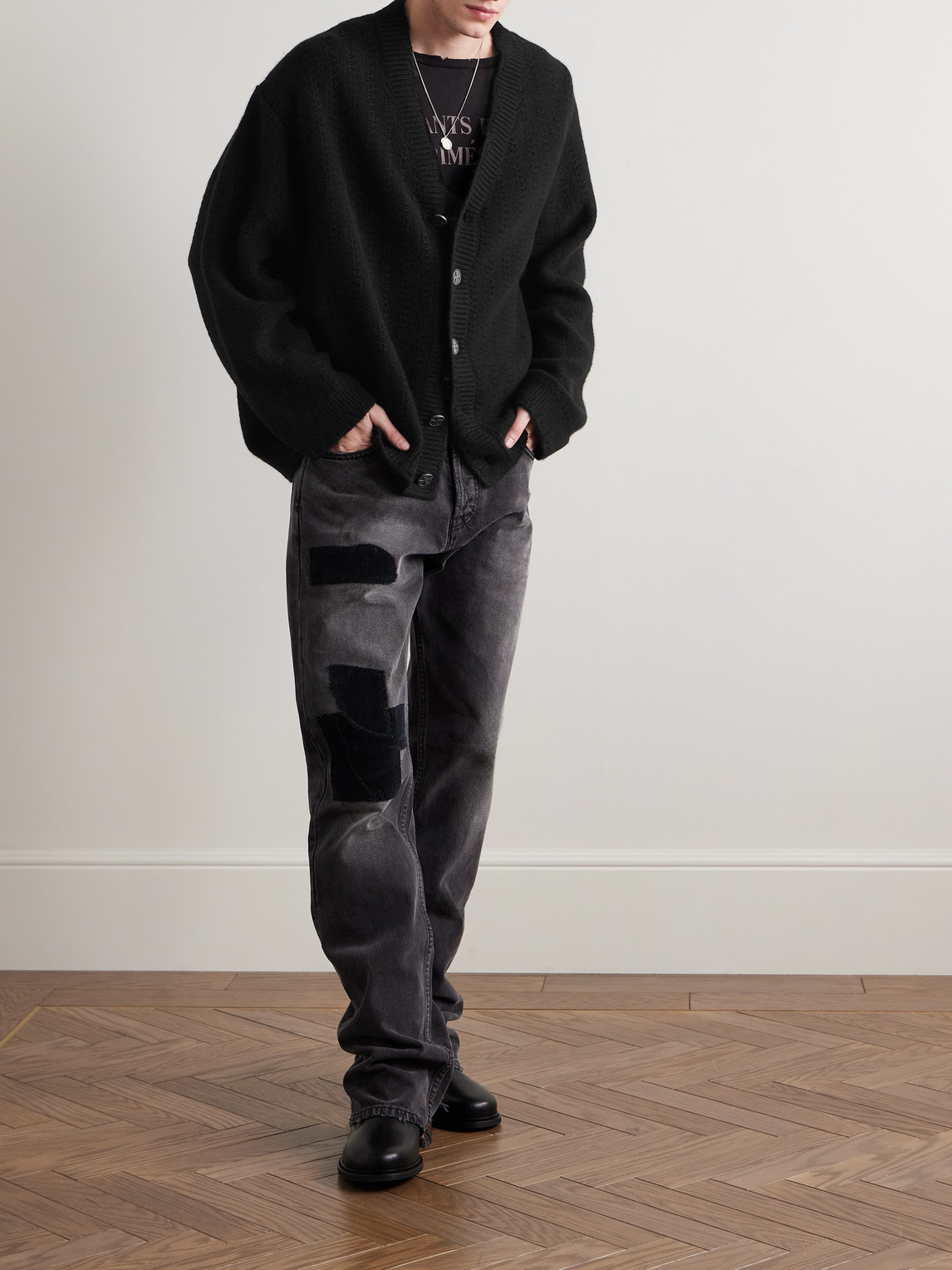 Enfants Riches Deprimes Cable-knit Cashmere Cardigan In Black