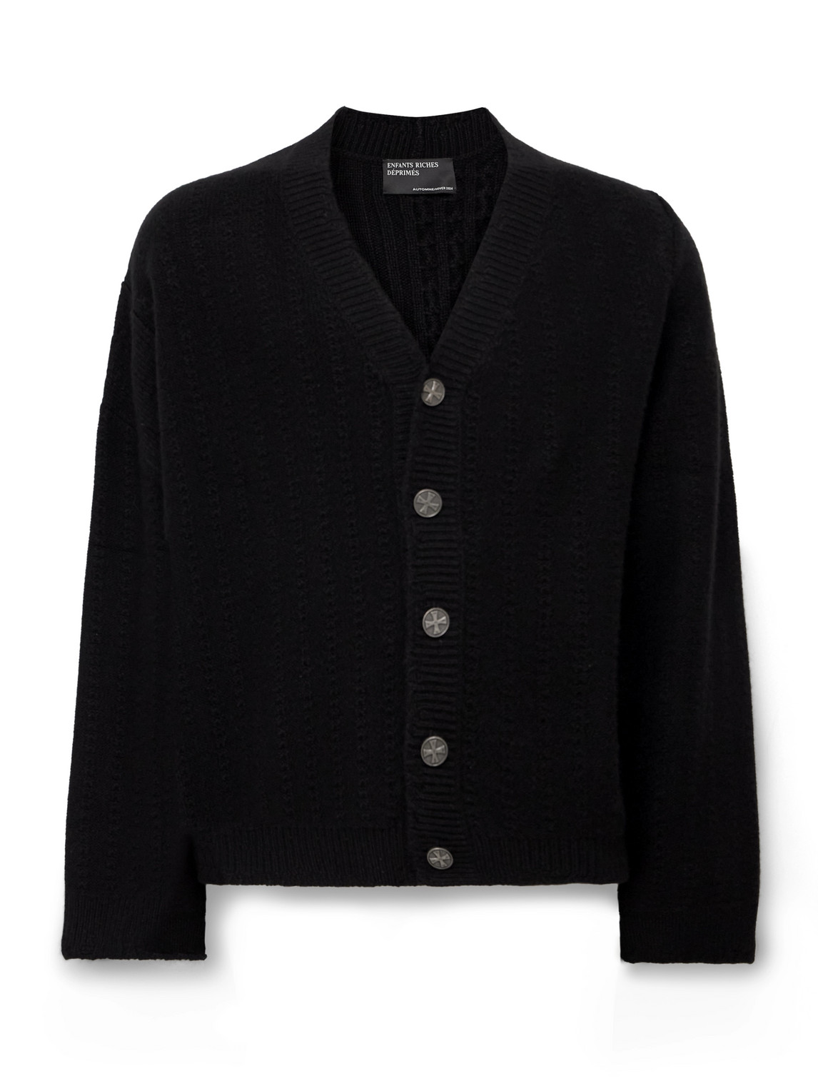 Enfants Riches Deprimes Cable-knit Cashmere Cardigan In Black