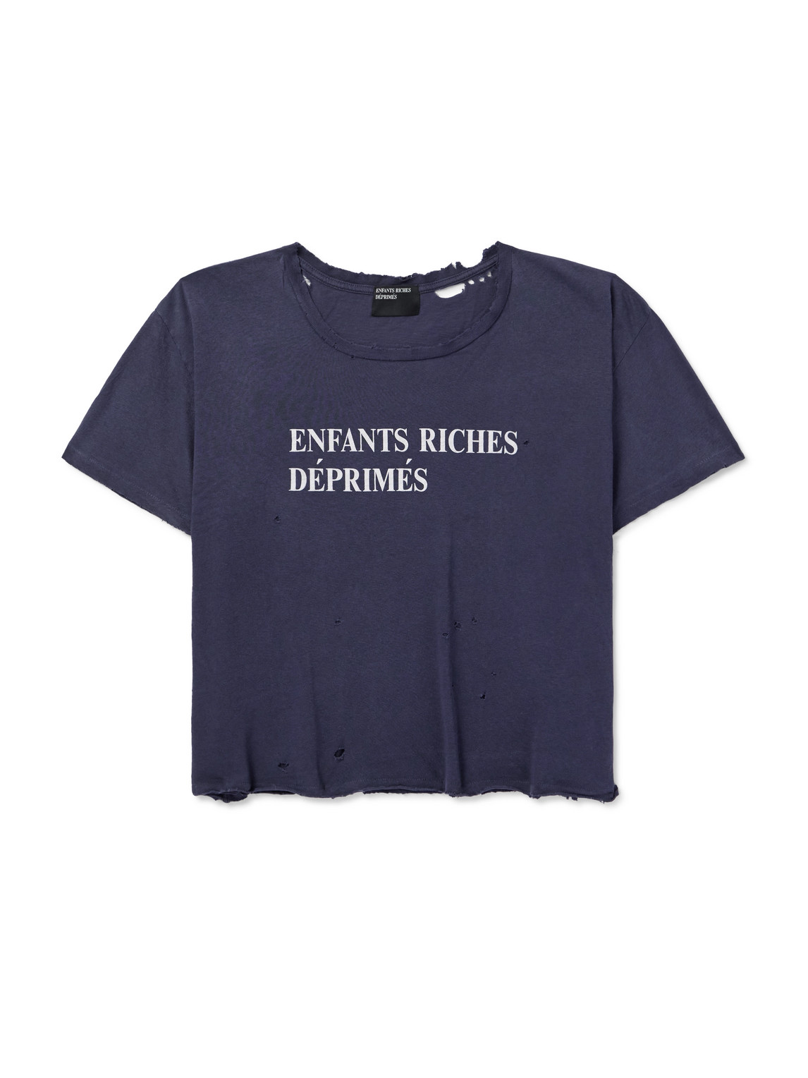 Enfants Riches Deprimes Distressed Logo-print Cotton-jersey T-shirt In Purple