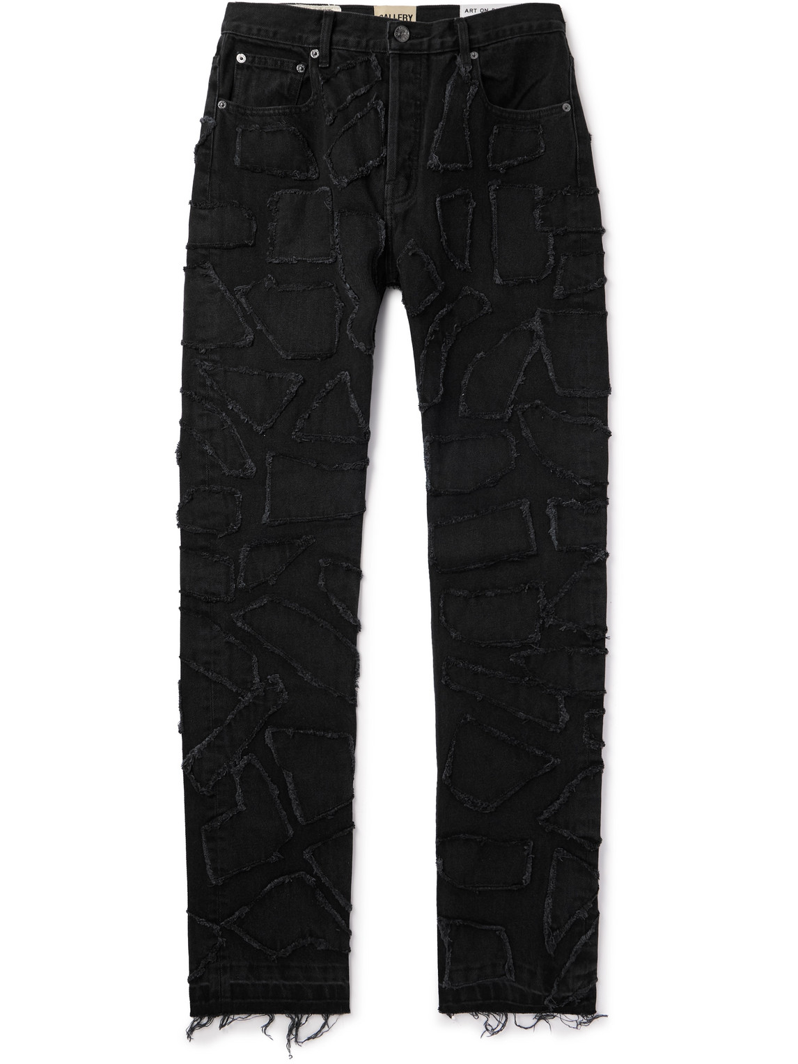 Gallery Dept. Collage 5001 Slim-fit Frayed Patchwork Jeans In Black
