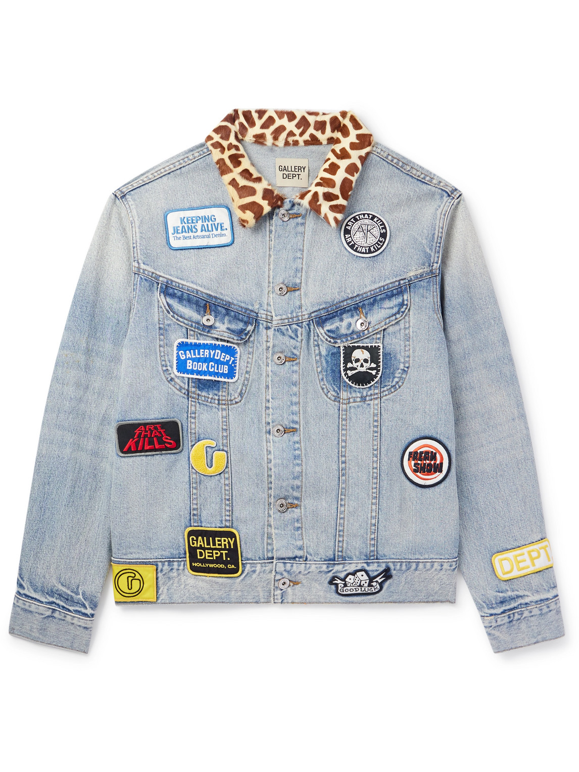 Headline Logo-Appliquéd Printed Denim Jacket