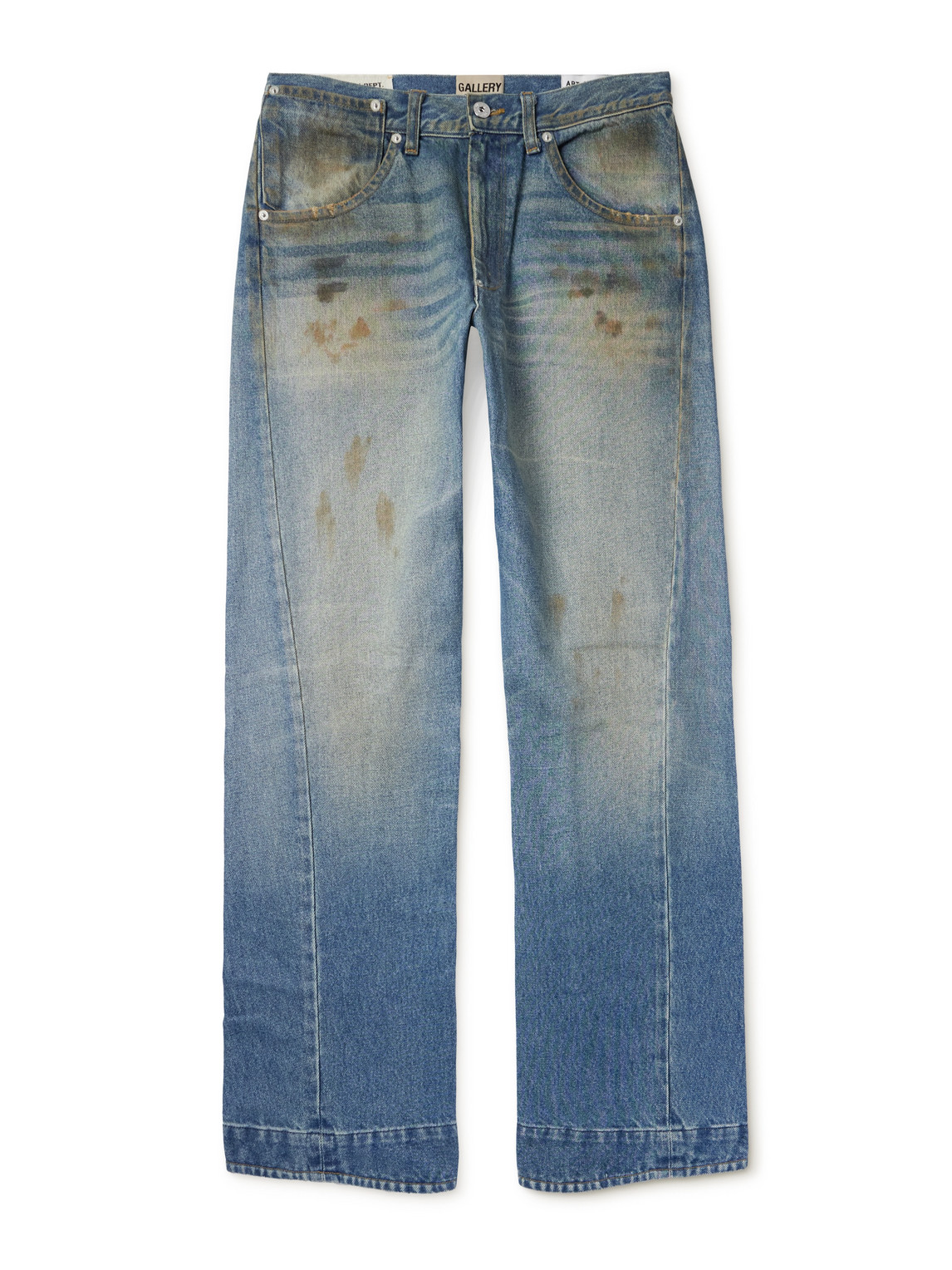 Zip Straight-Leg Distressed Jeans