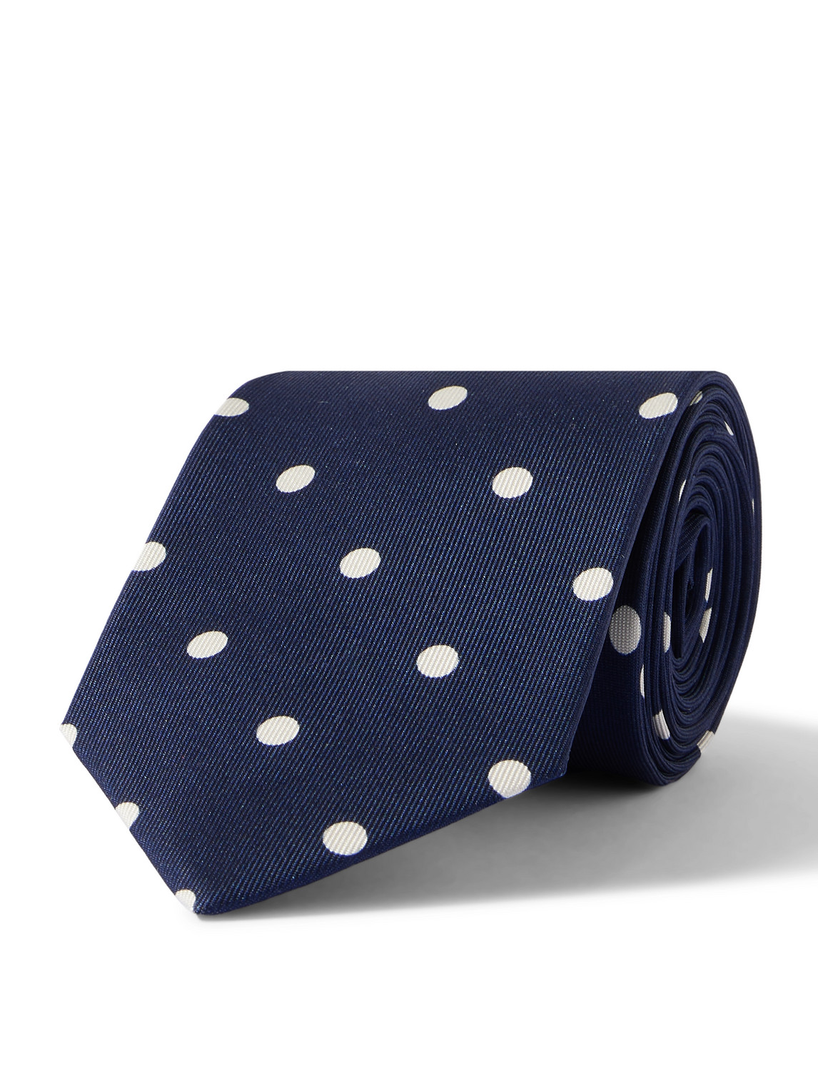 Drake's 8cm Polka-dot Silk-twill Tie In Blue