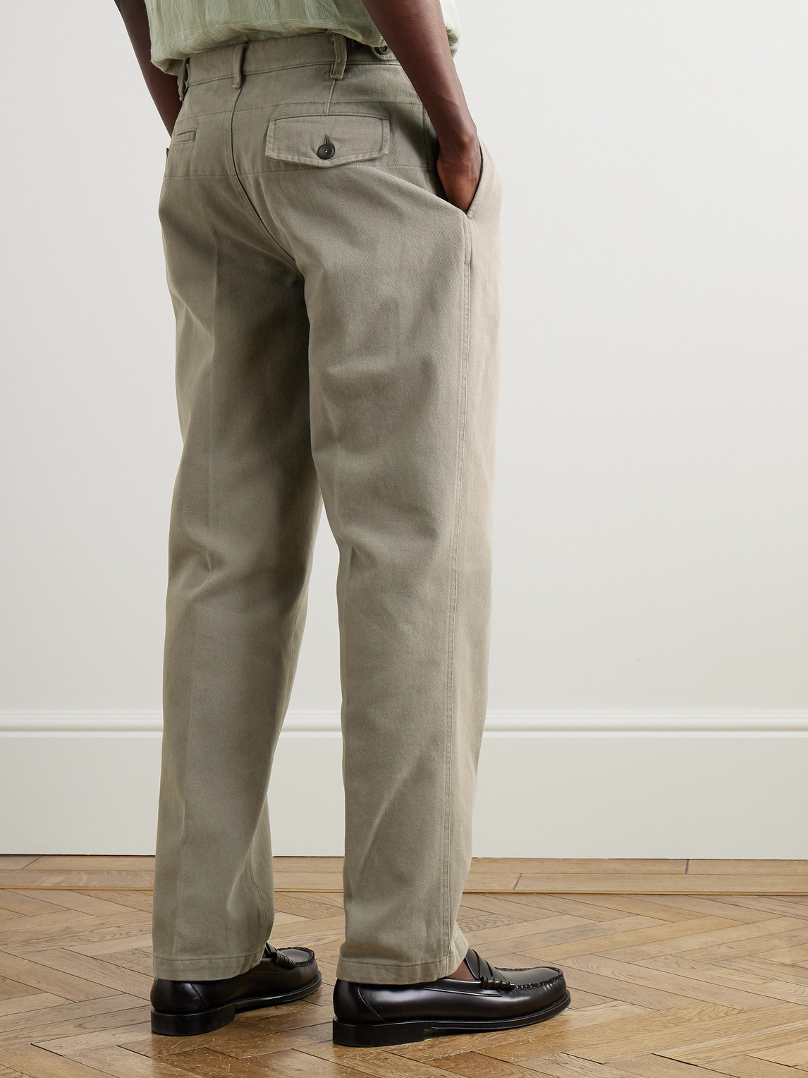 Shop Drake's Games Tapered Pleated Cotton-twill Suit Trousers In Green