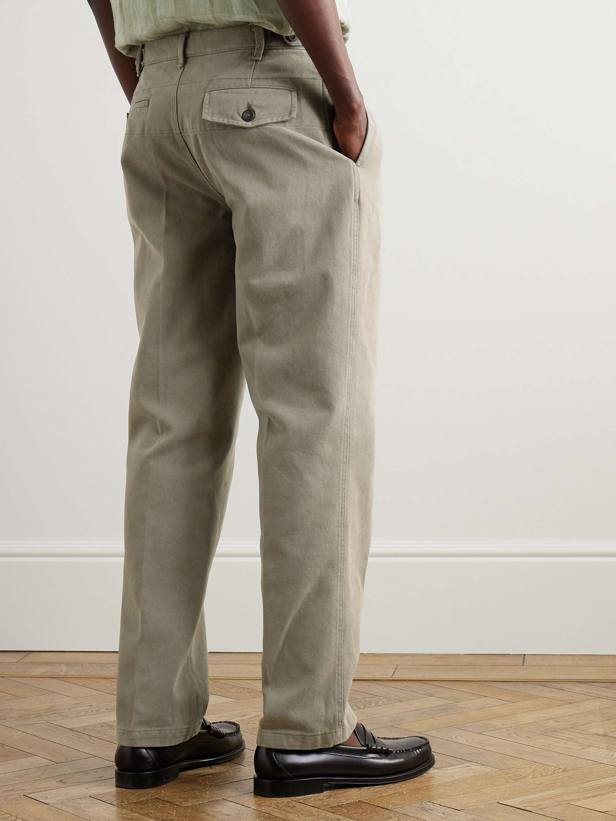 DRAKE'S Games Tapered Pleated Cotton-Twill Suit Trousers for DRAKE'S Games Tapered Pleated Cotton-Twill Suit Trousers for