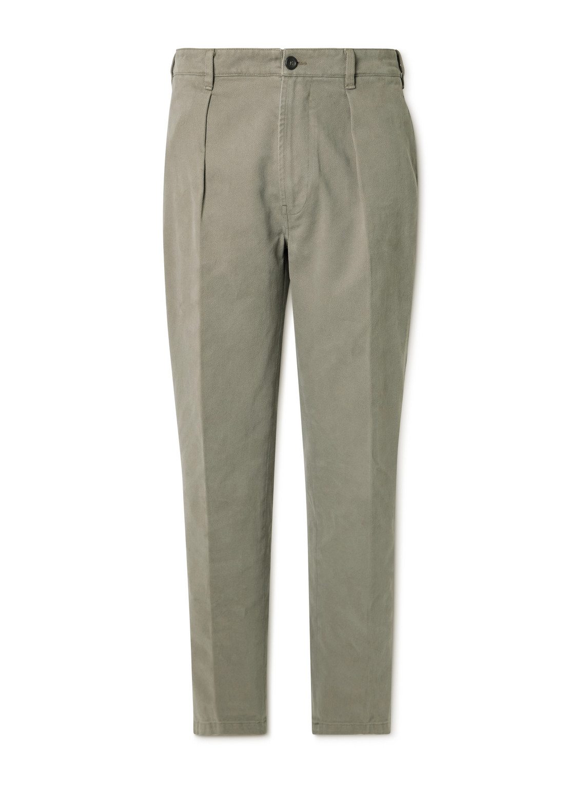 Drake's Games Tapered Pleated Cotton-twill Suit Trousers In Green