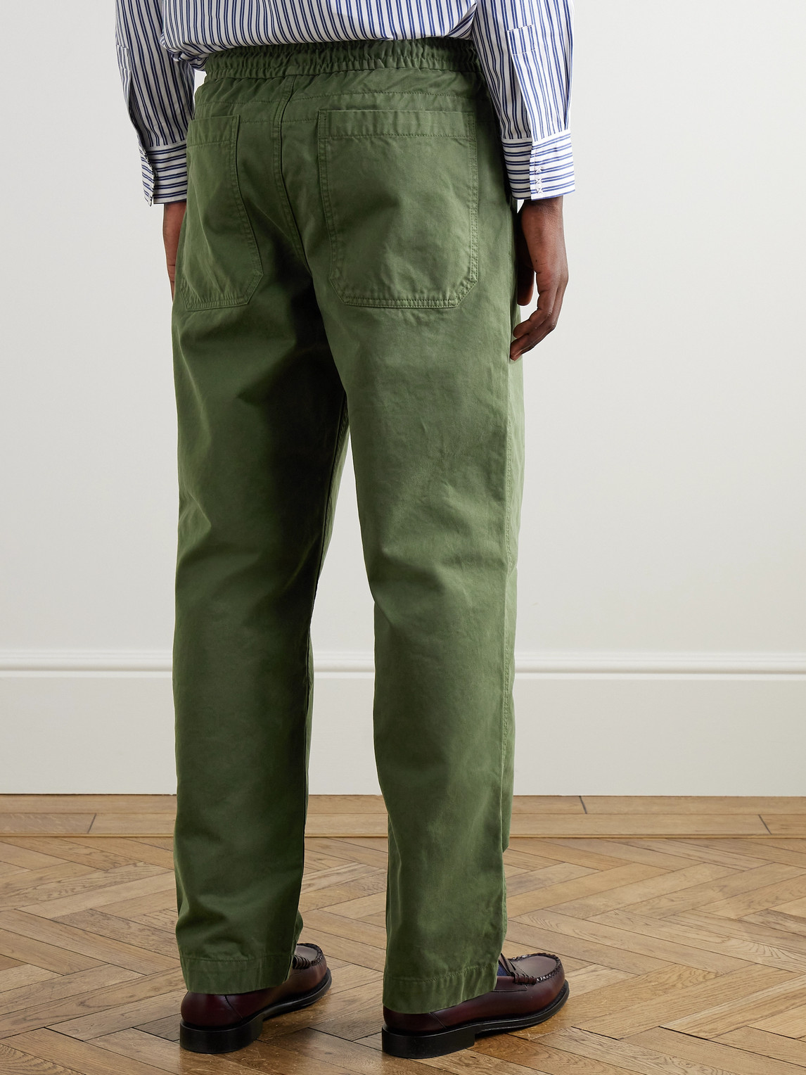 Shop Drake's Straight-leg Cotton Trousers In Green