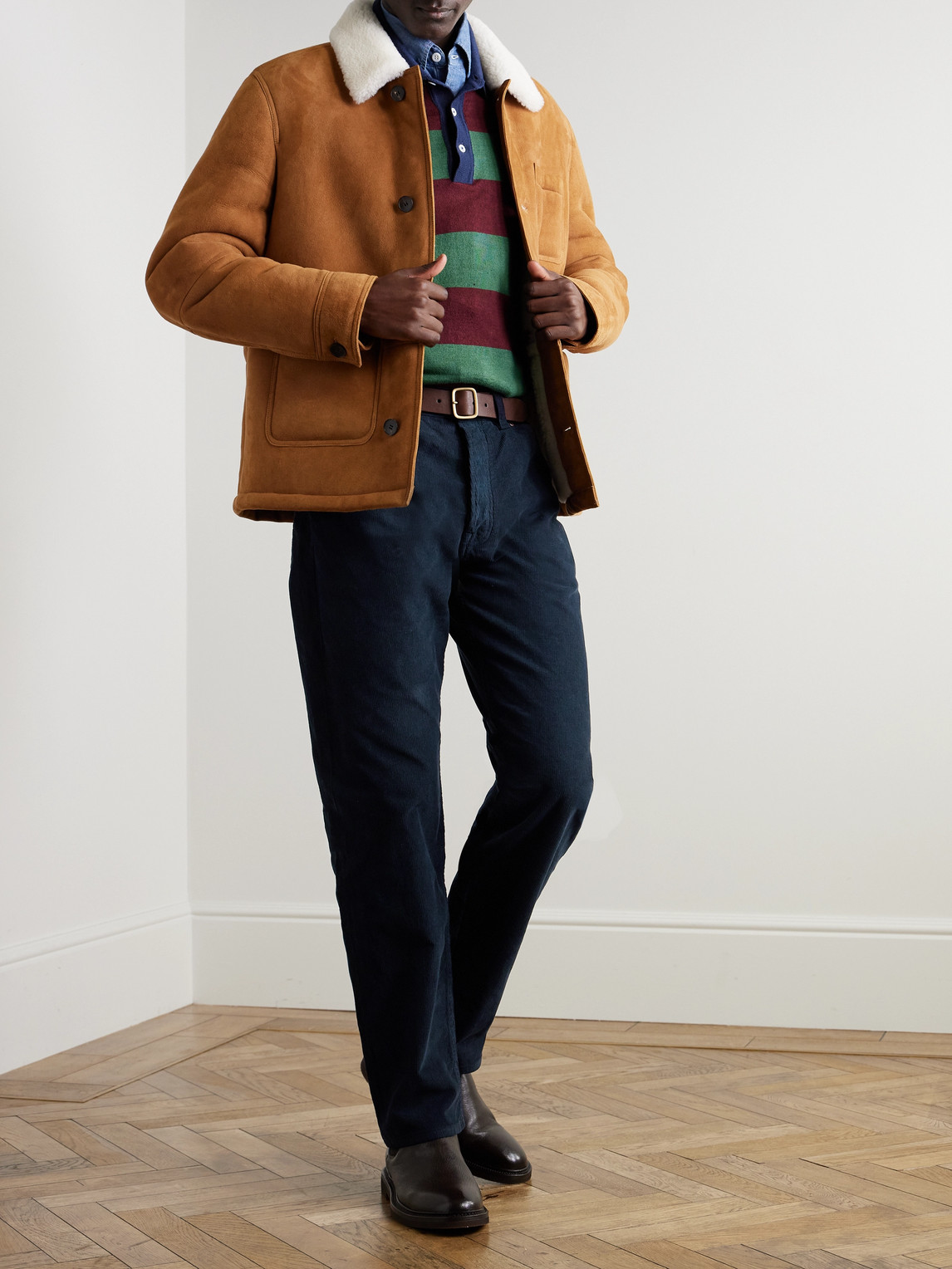 DRAKE'S STRAIGHT-LEG COTTON-CORDUROY TROUSERS