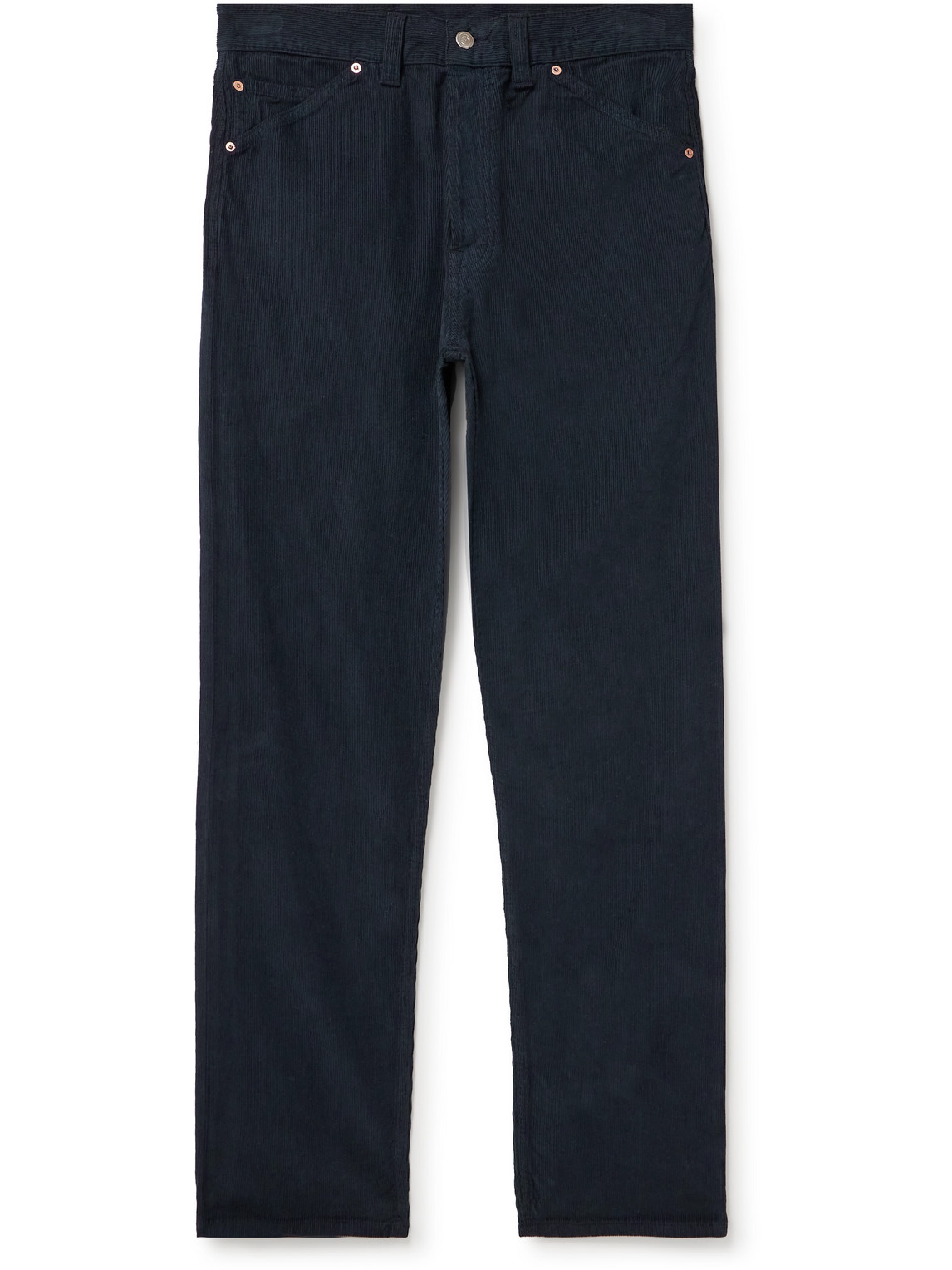Drake's Straight-leg Cotton-corduroy Trousers In Blue