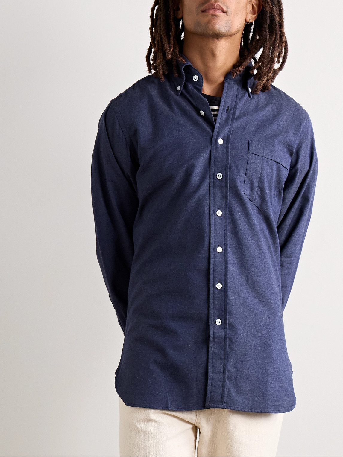 DRAKE'S BUTTON-DOWN COLLAR COTTON-FLANNEL SHIRT