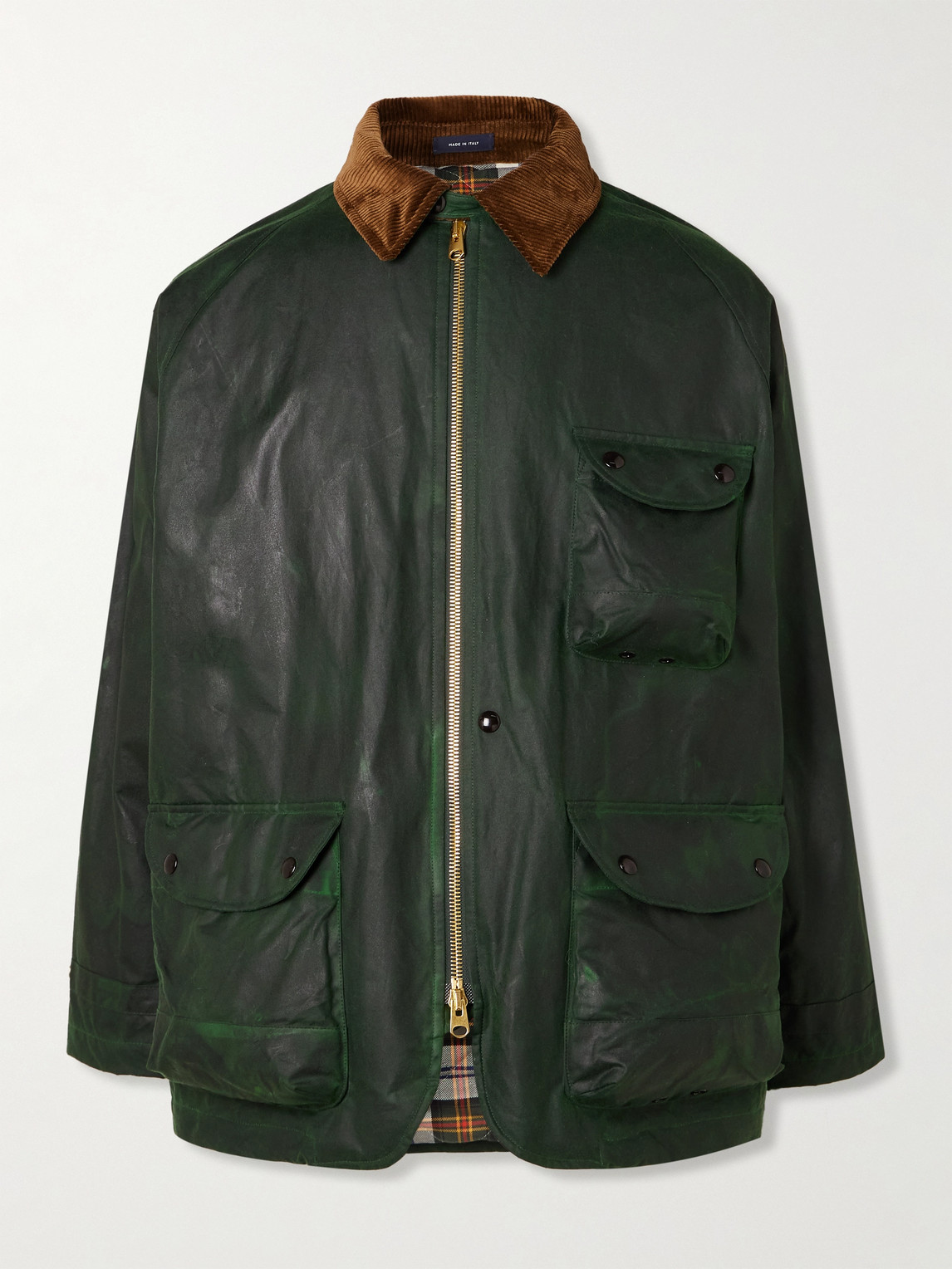 Drake's Corduroy-Trimmed Waxed-Cotton Jacket - Men