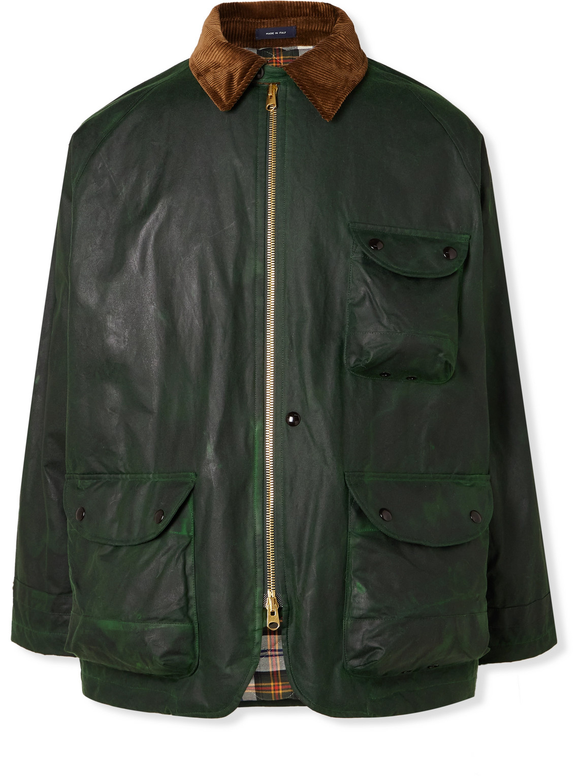 Drake's Water Repellent Waxed Cotton Coverall Jacket In Green