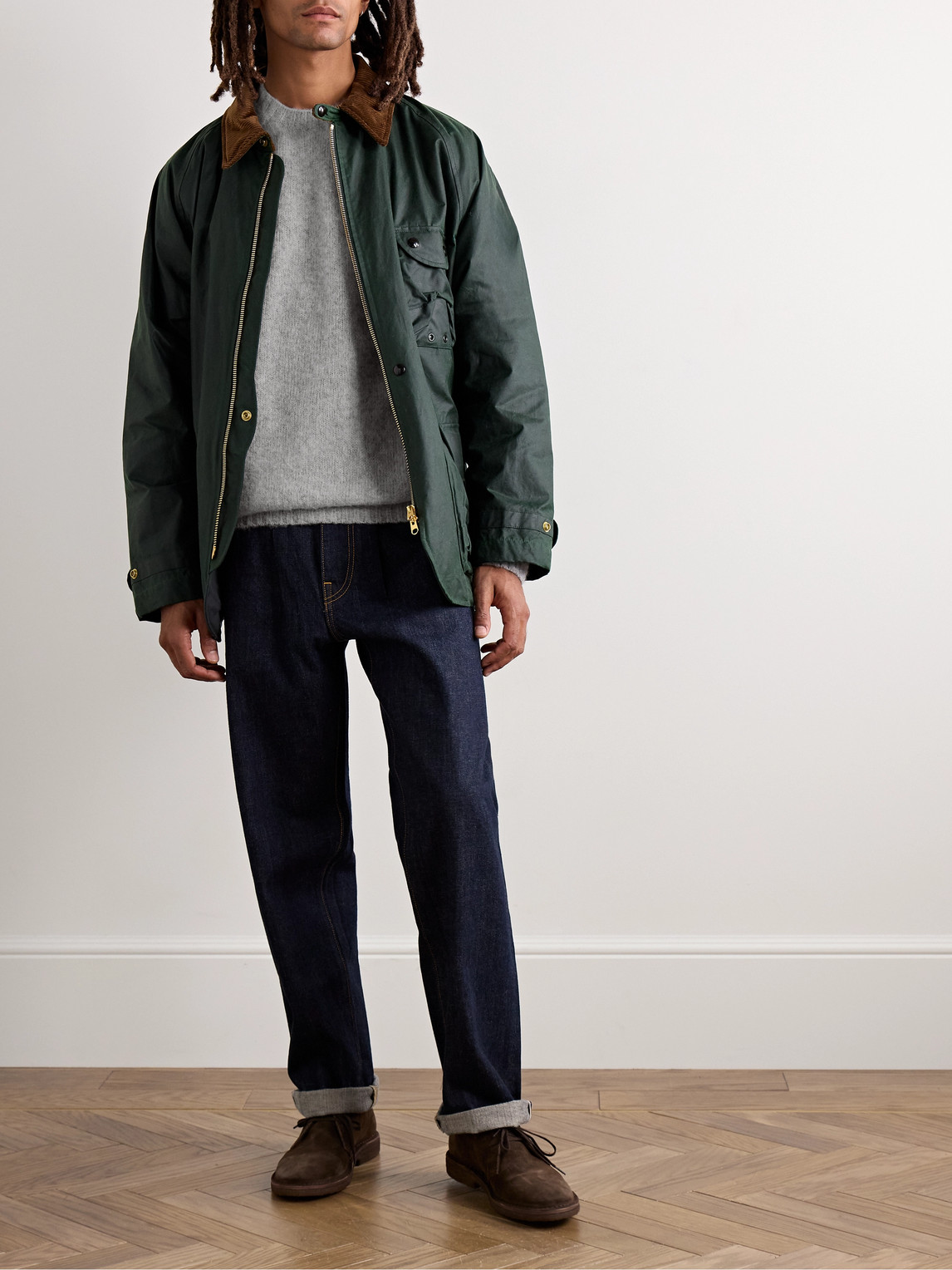 Shop Drake's Brushed Virgin Shetland Wool Sweater In Gray
