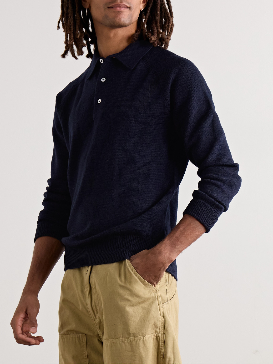 DRAKE'S MERINO WOOL POLO SHIRT