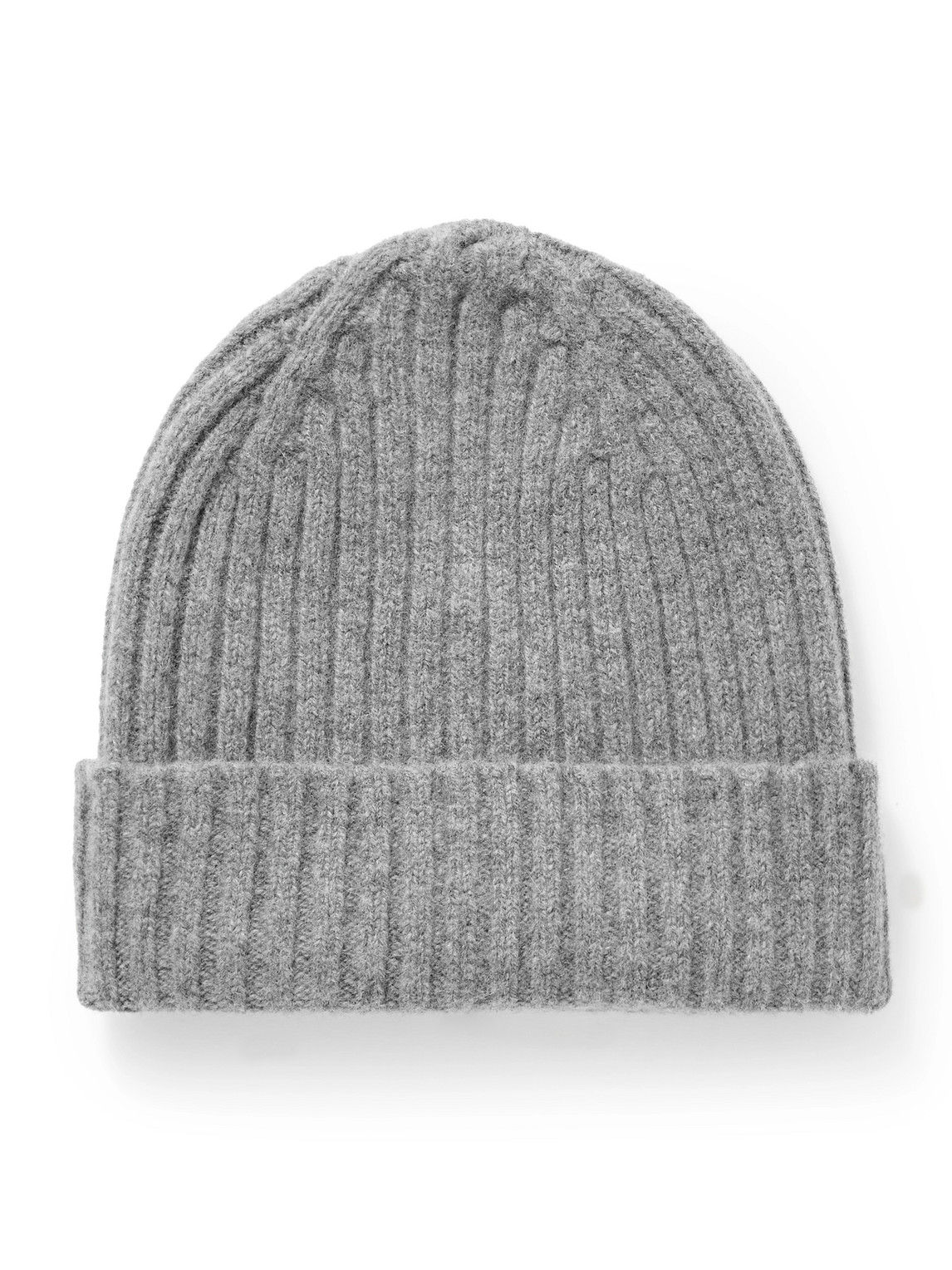 Drake's Ribbed Wool Beanie In Gray