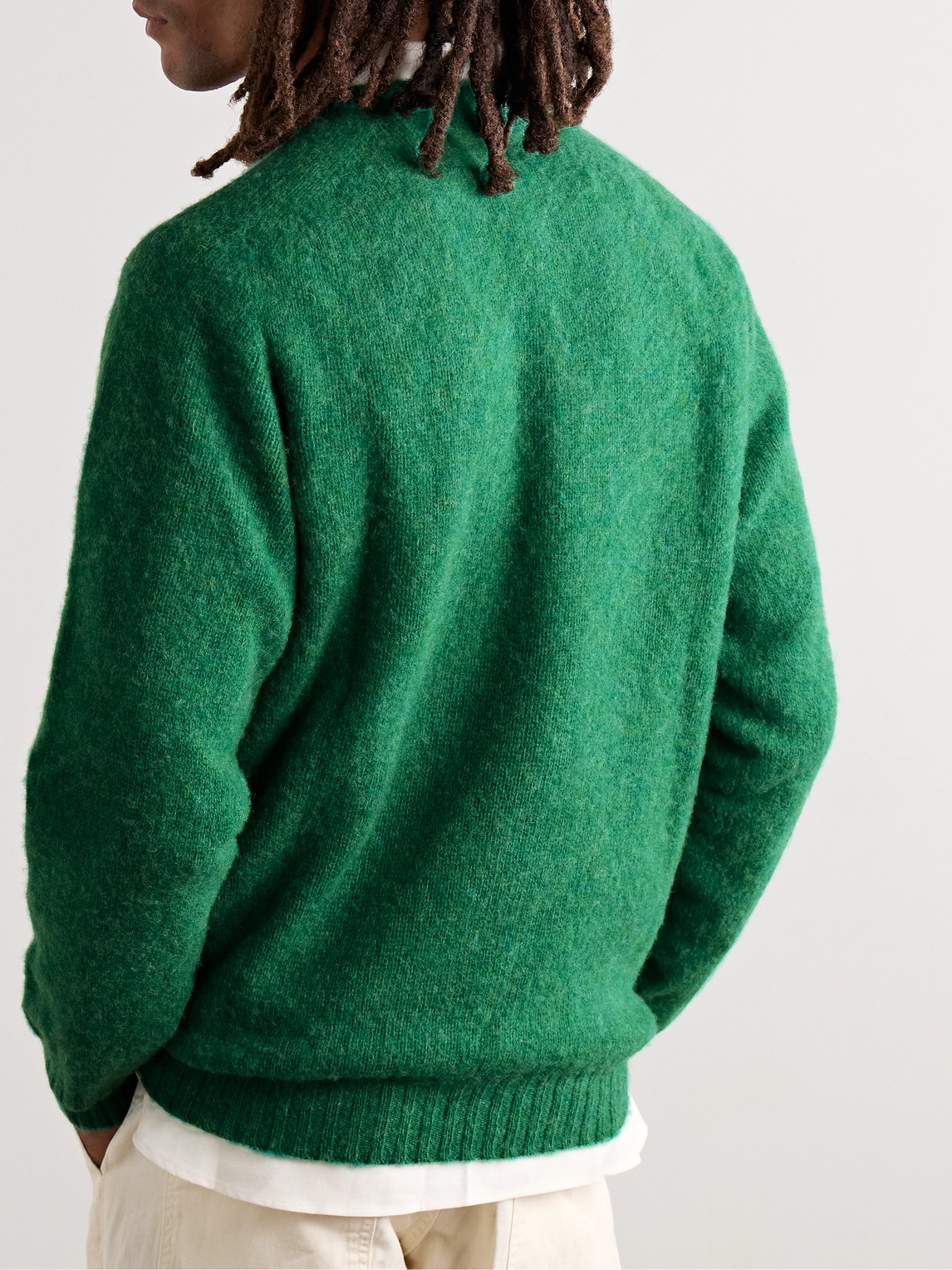 DRAKE'S BRUSHED SHETLAND WOOL SWEATER