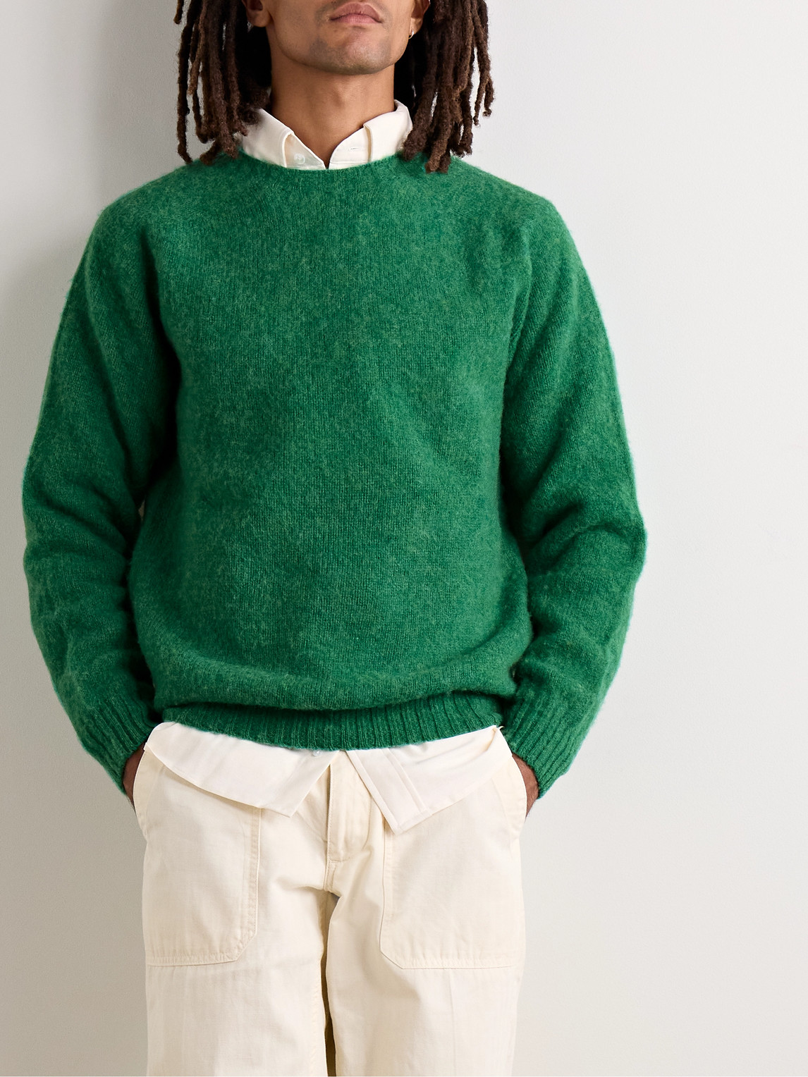 DRAKE'S BRUSHED SHETLAND WOOL SWEATER