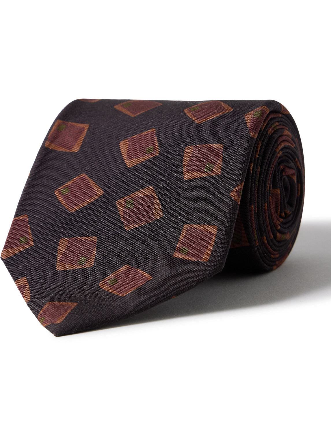 Drake's 8cm Printed Silk Tie In Black