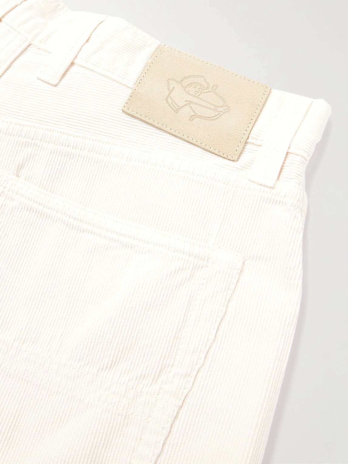 Shop Drake's Tapered Cotton-corduroy Trousers In Neutrals