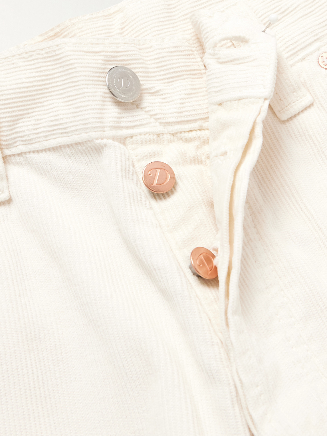 Shop Drake's Tapered Cotton-corduroy Trousers In Neutrals