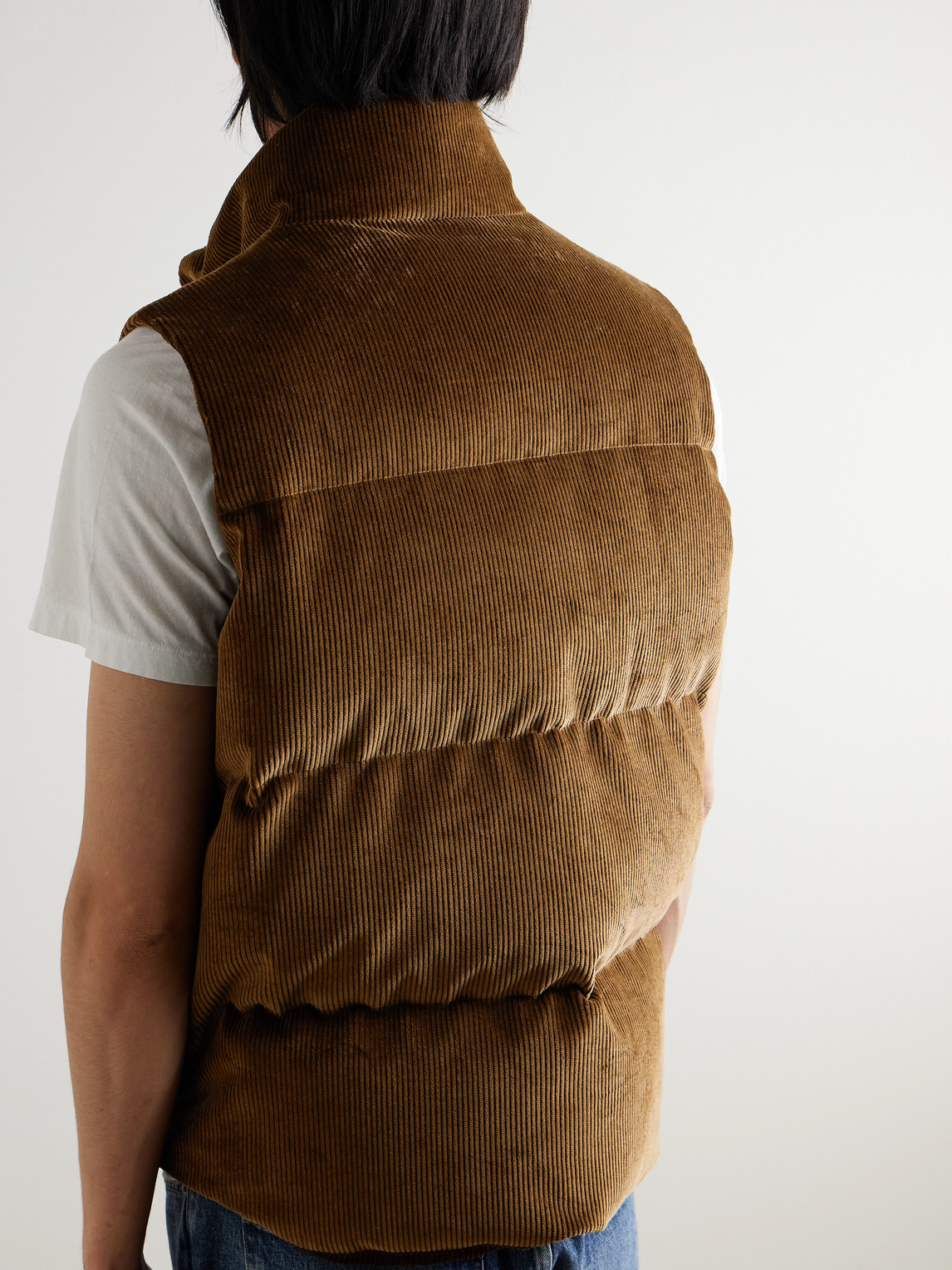 Shop Drake's Quilted Cotton-corduroy Down Gilet In Brown