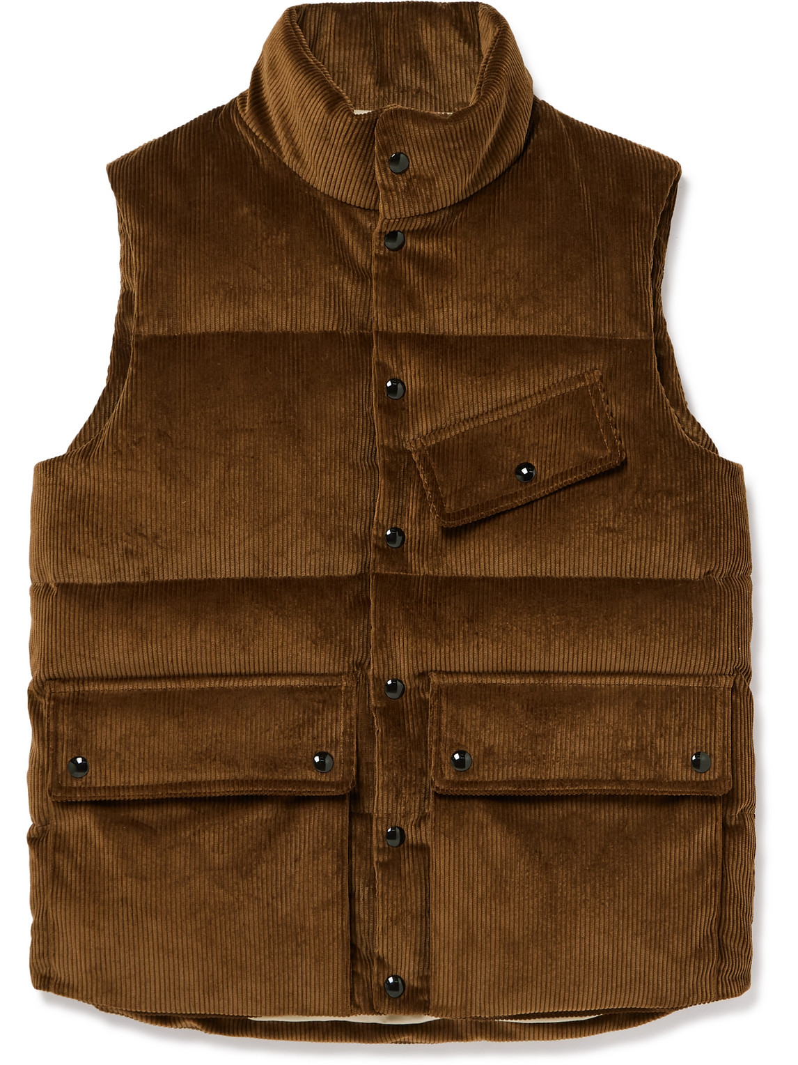 Drake's Quilted Cotton-corduroy Down Gilet In Brown