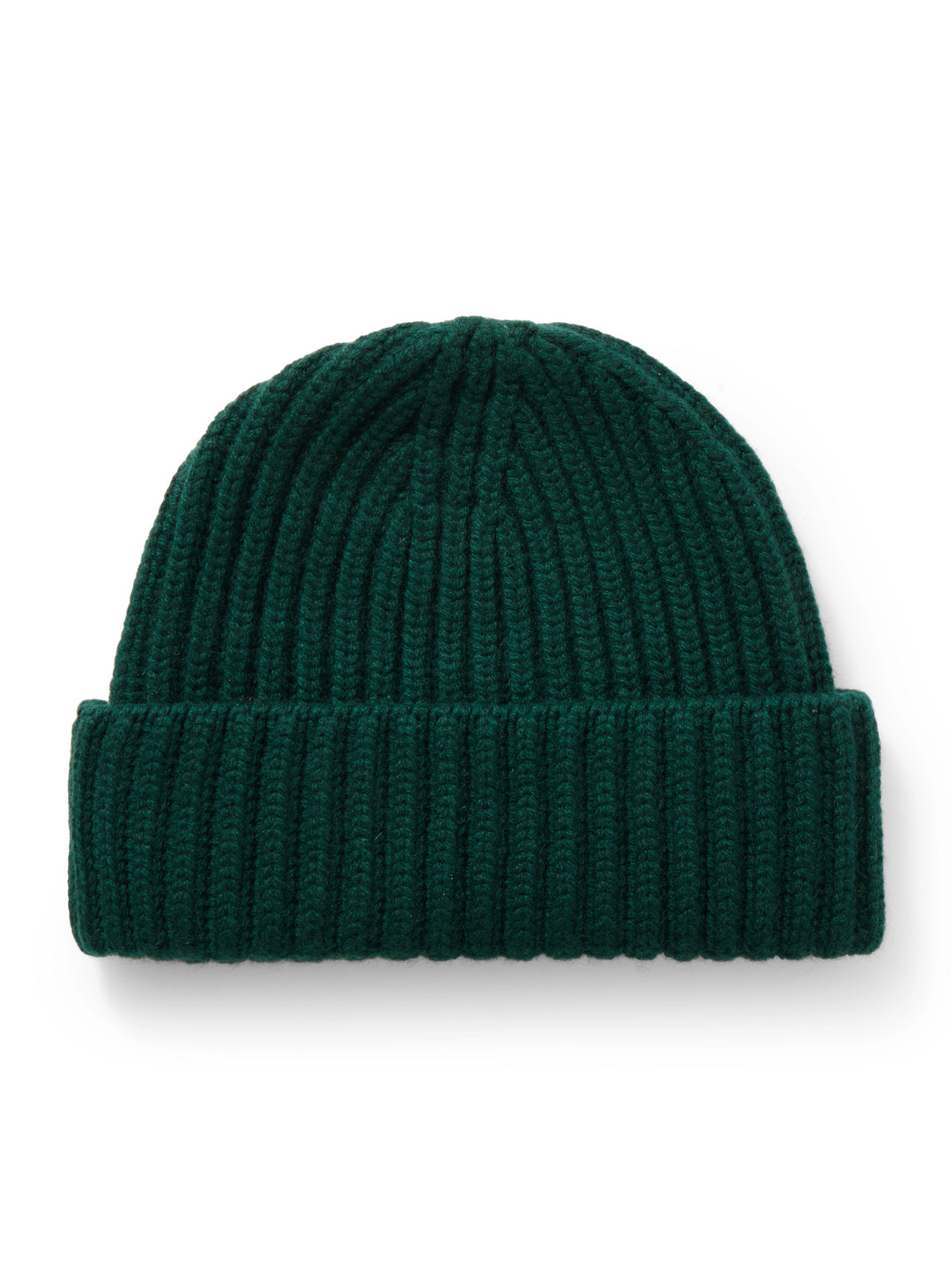 Drake's Ribbed Cashmere Beanie In Green