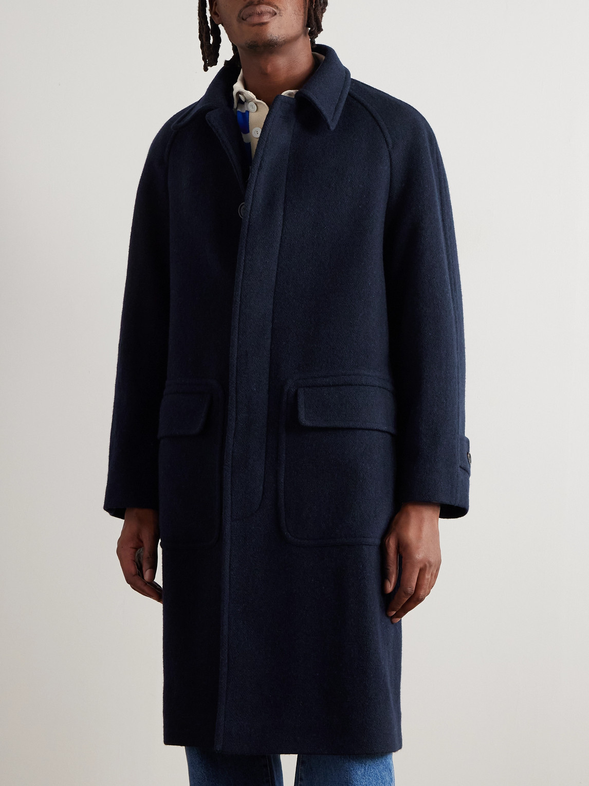 Drake's Wool Coat In Blue