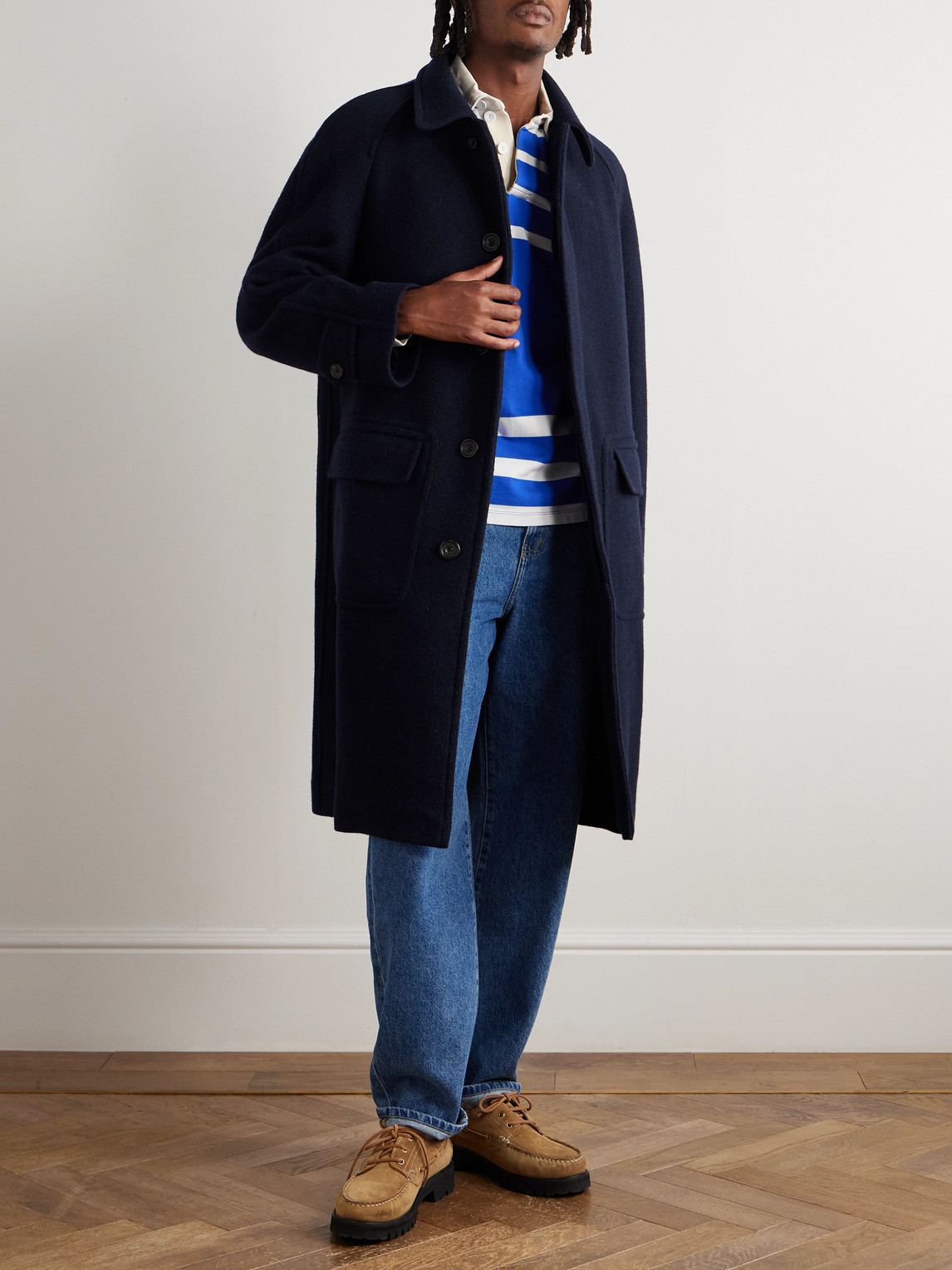 Drake's Wool Coat In Blue
