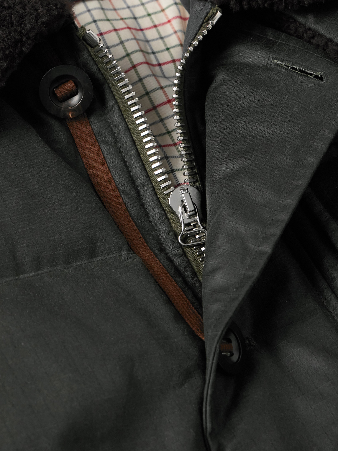 Shop Drake's Expedition Shearling-trimmed Waxed Cotton-ripstop Down Parka In Green
