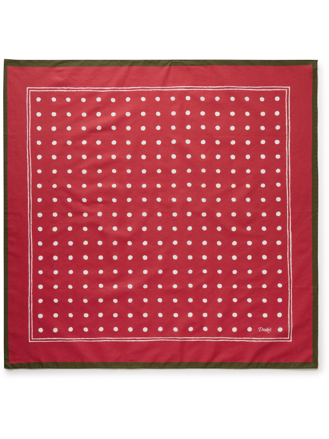 Drake's Polka-dot Cotton-voile Scarf In Red