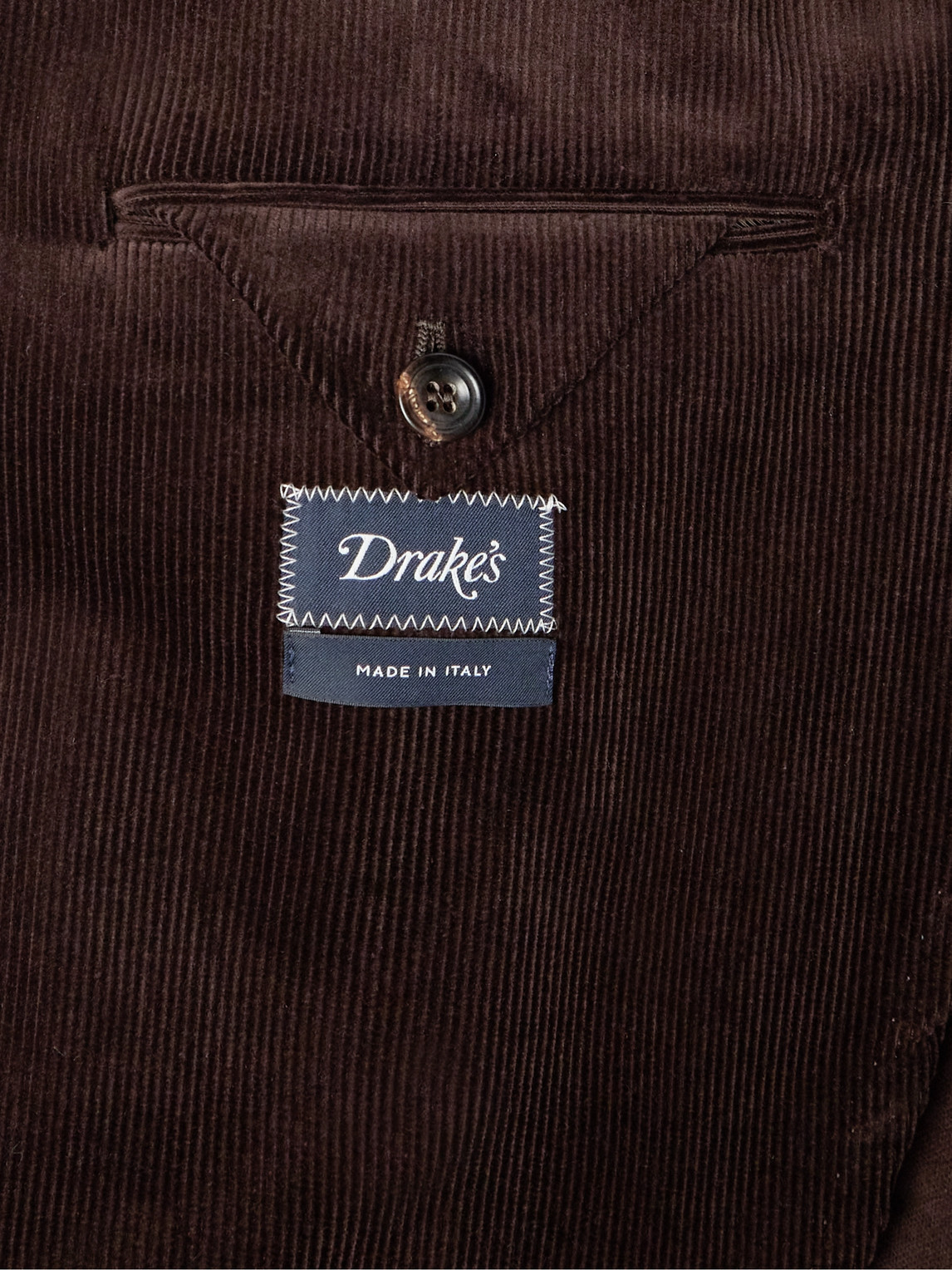 Shop Drake's Slim-fit Cotton-corduroy Blazer In Brown
