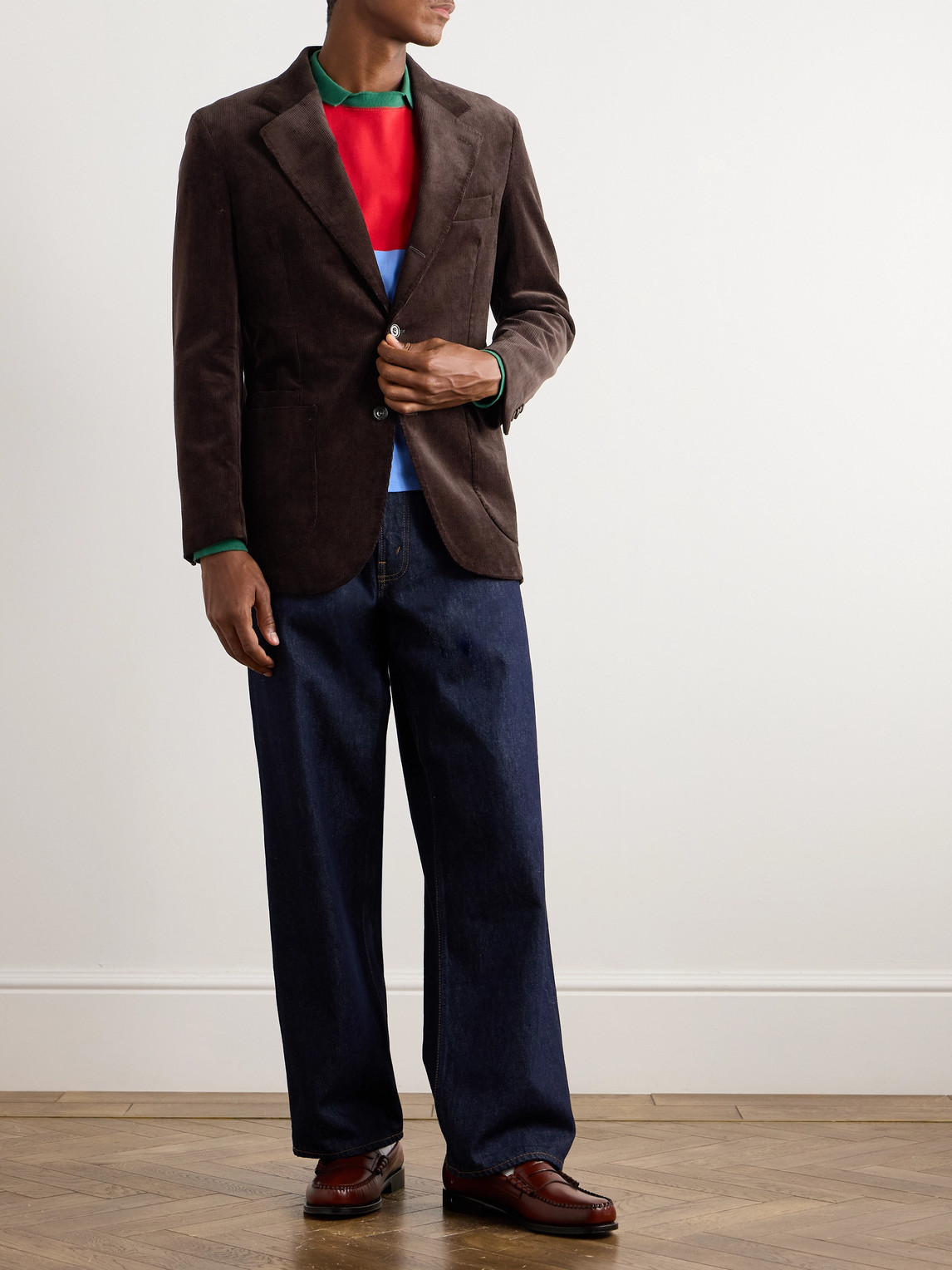 Shop Drake's Slim-fit Cotton-corduroy Blazer In Brown