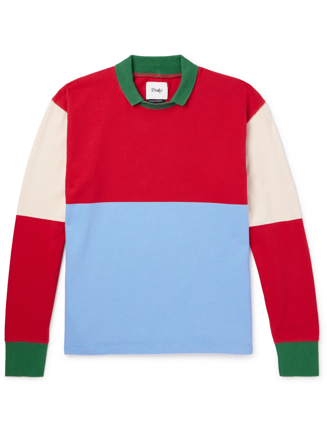 Drake's Colour-block Cotton-jersey T-shirt In Multi