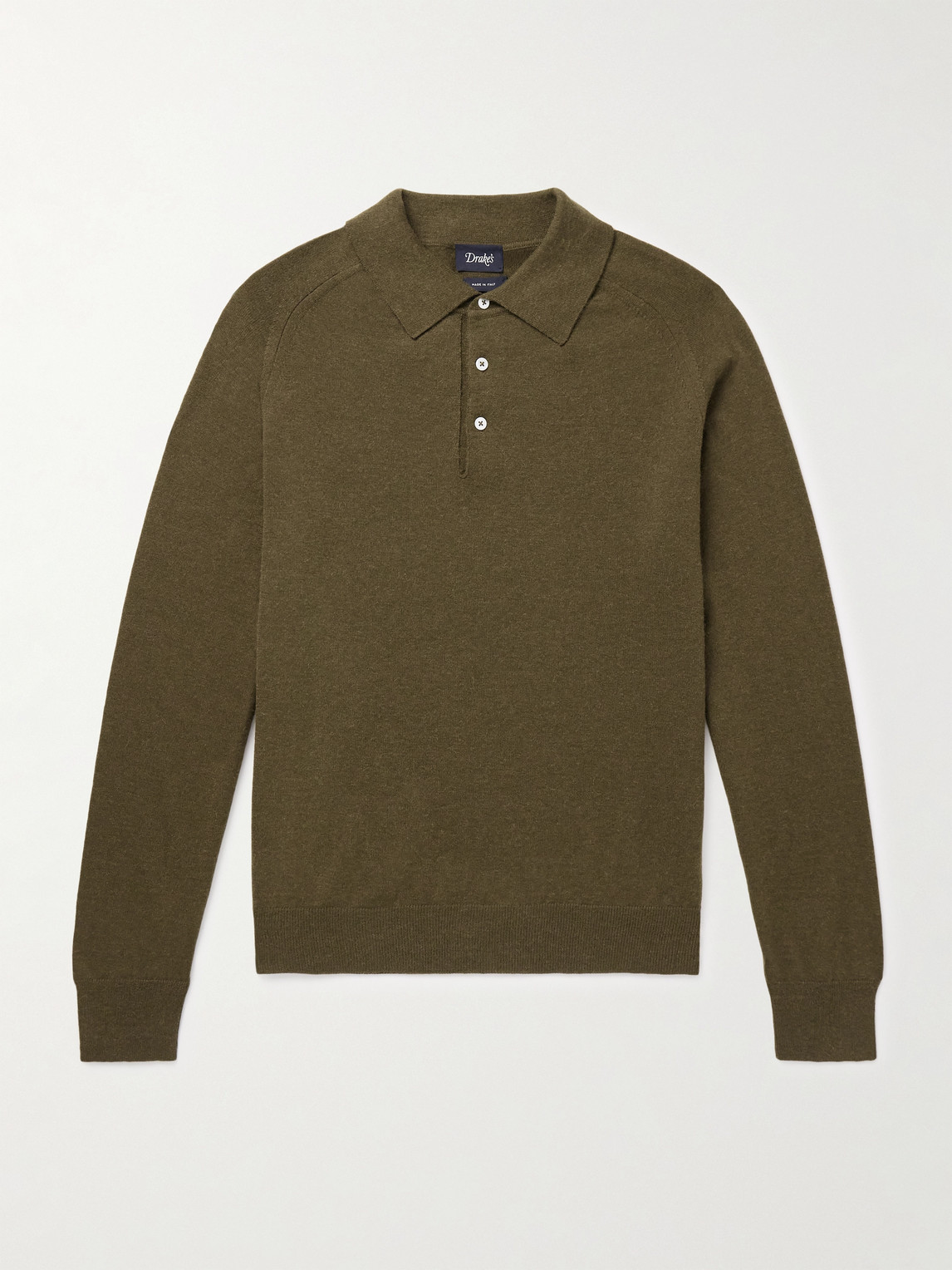 Drake's Wool And Alpaca-blend Polo Shirt In Green