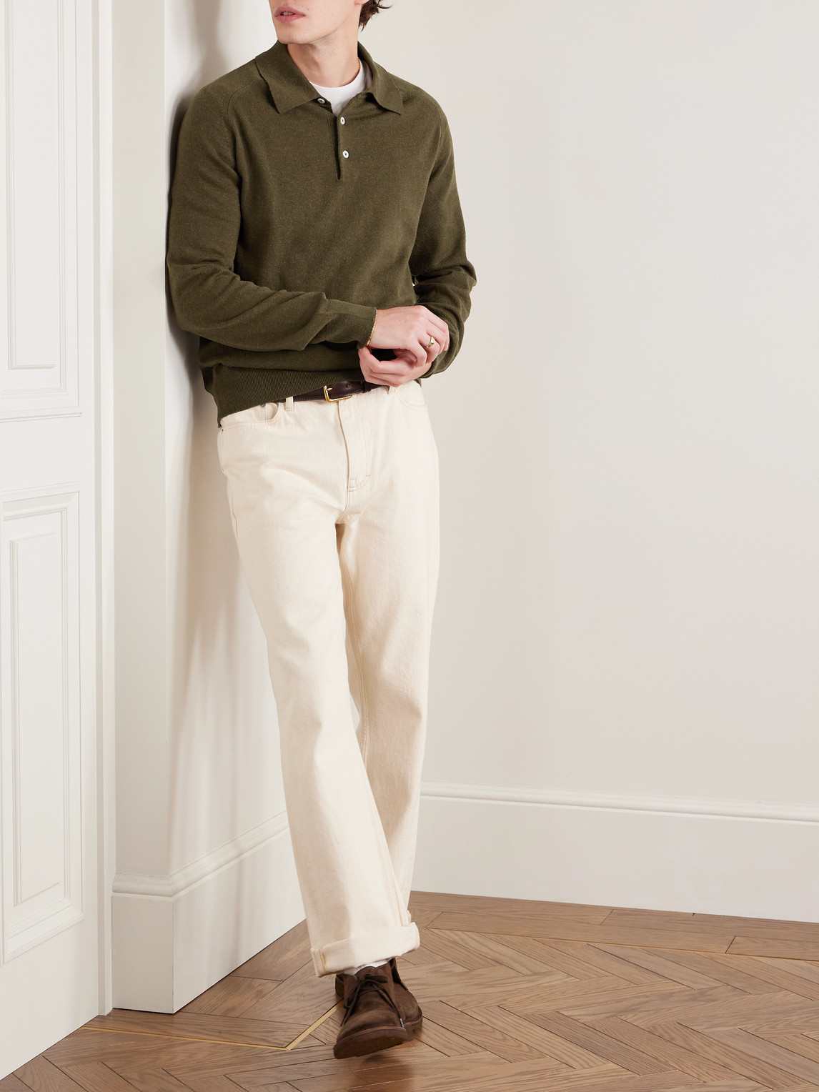 DRAKE'S WOOL AND ALPACA-BLEND POLO SHIRT