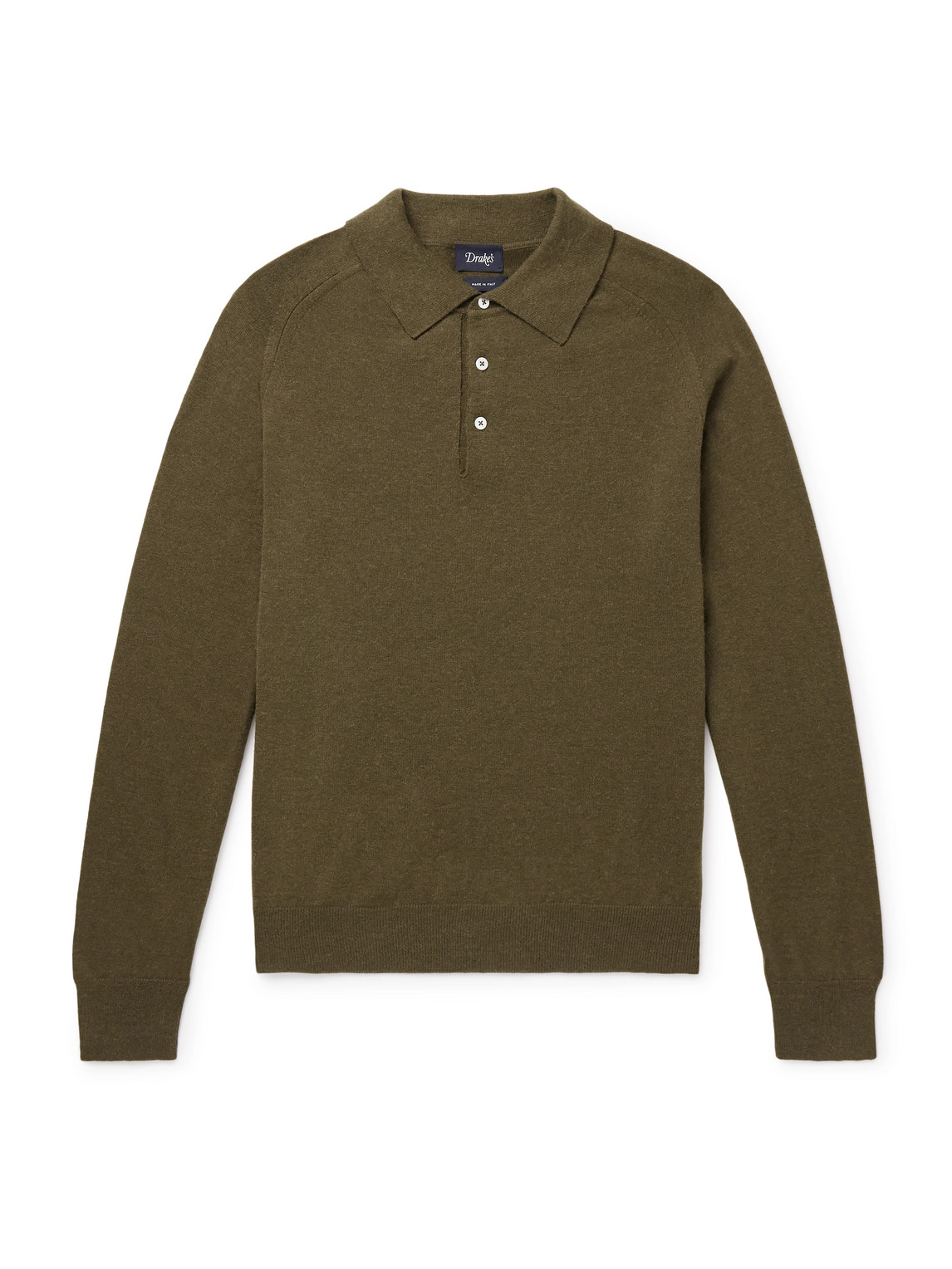 Drake's Wool And Alpaca-blend Polo Shirt In Green