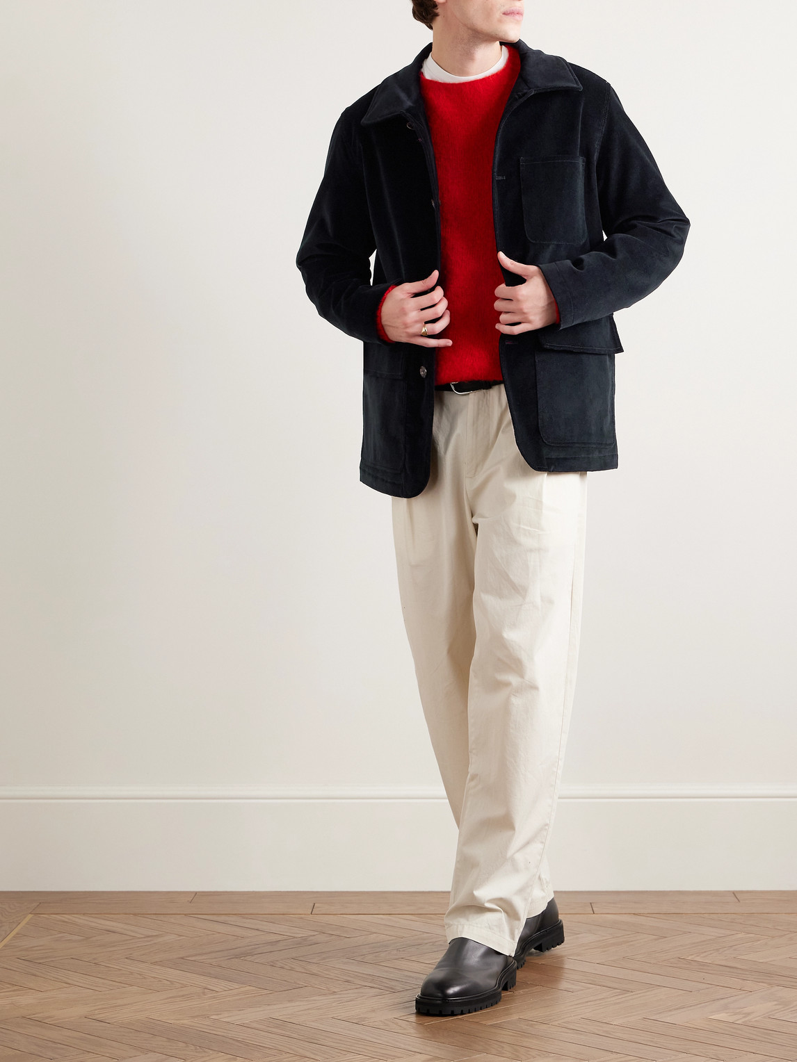 DRAKE'S COTTON-BLEND VELVET CHORE JACKET