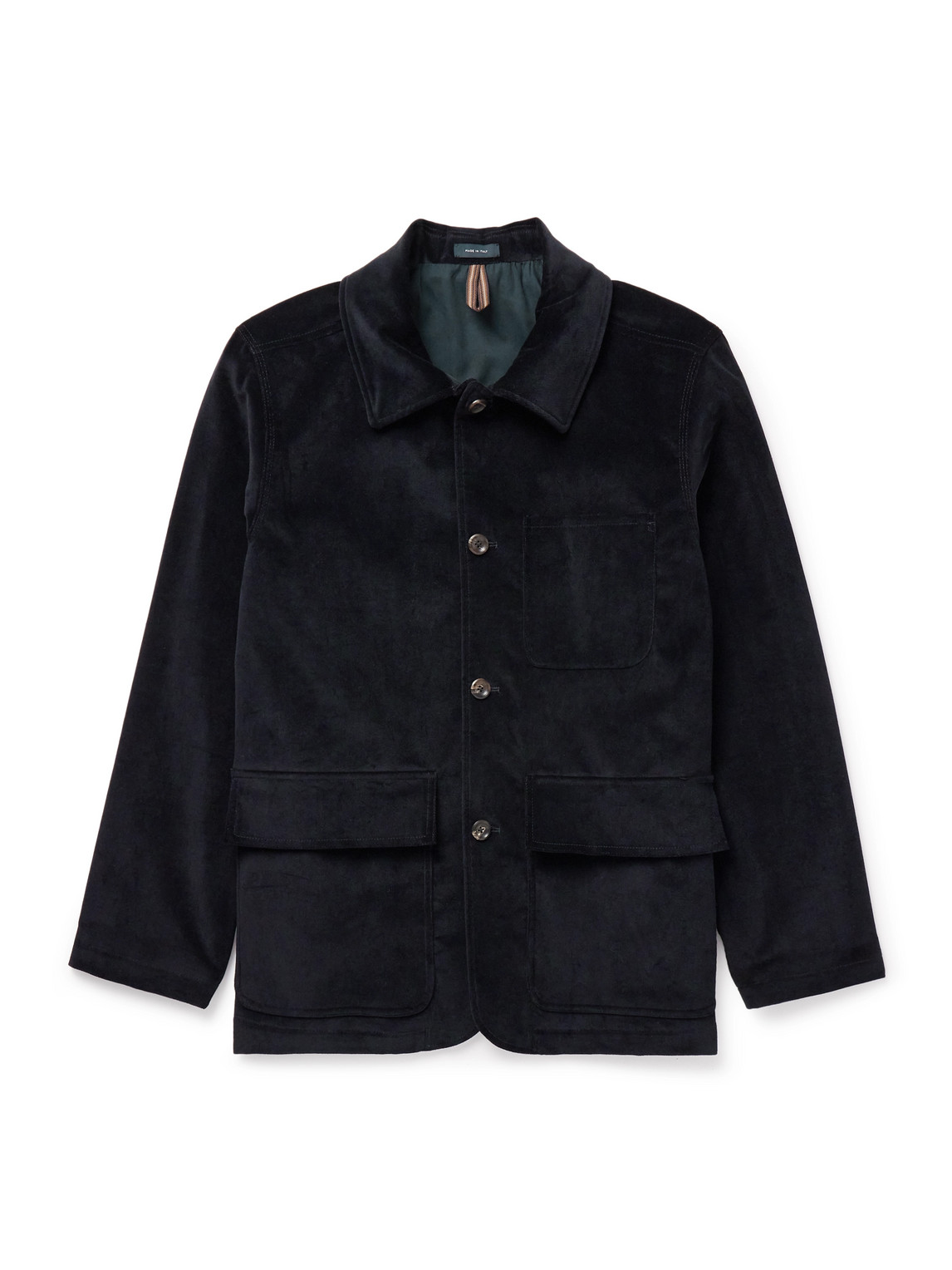 Drake's Cotton-blend Velvet Chore Jacket In Blue