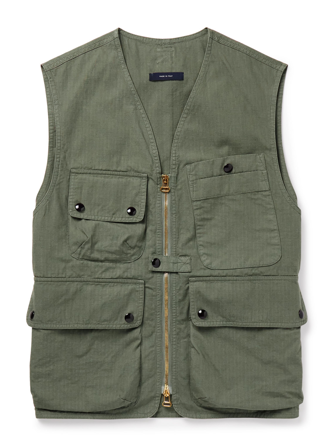 Drake's Cotton-ripstop Gilet In Green