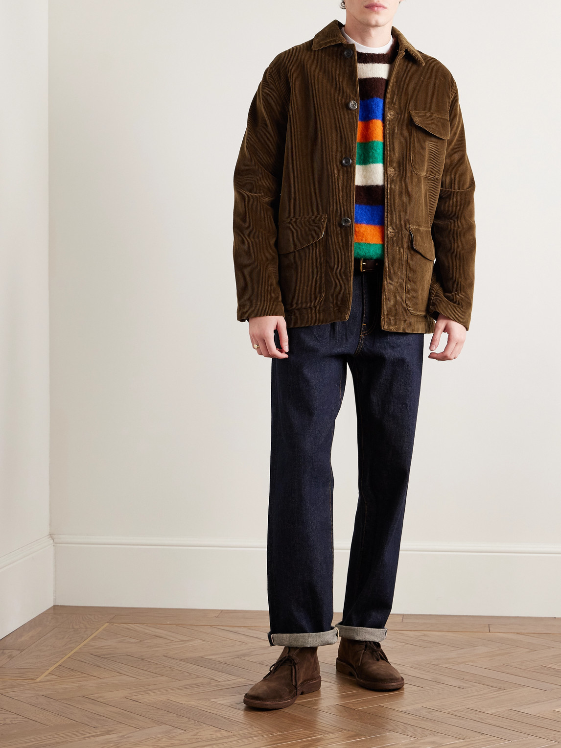DRAKE'S COTTON-CORDUROY CHORE JACKET