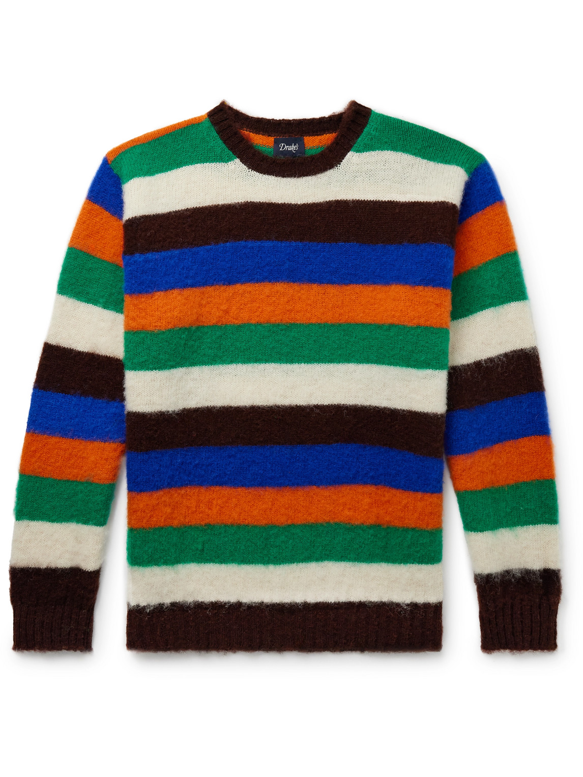 Shop Drake's Striped Brushed-wool Sweater In Multi